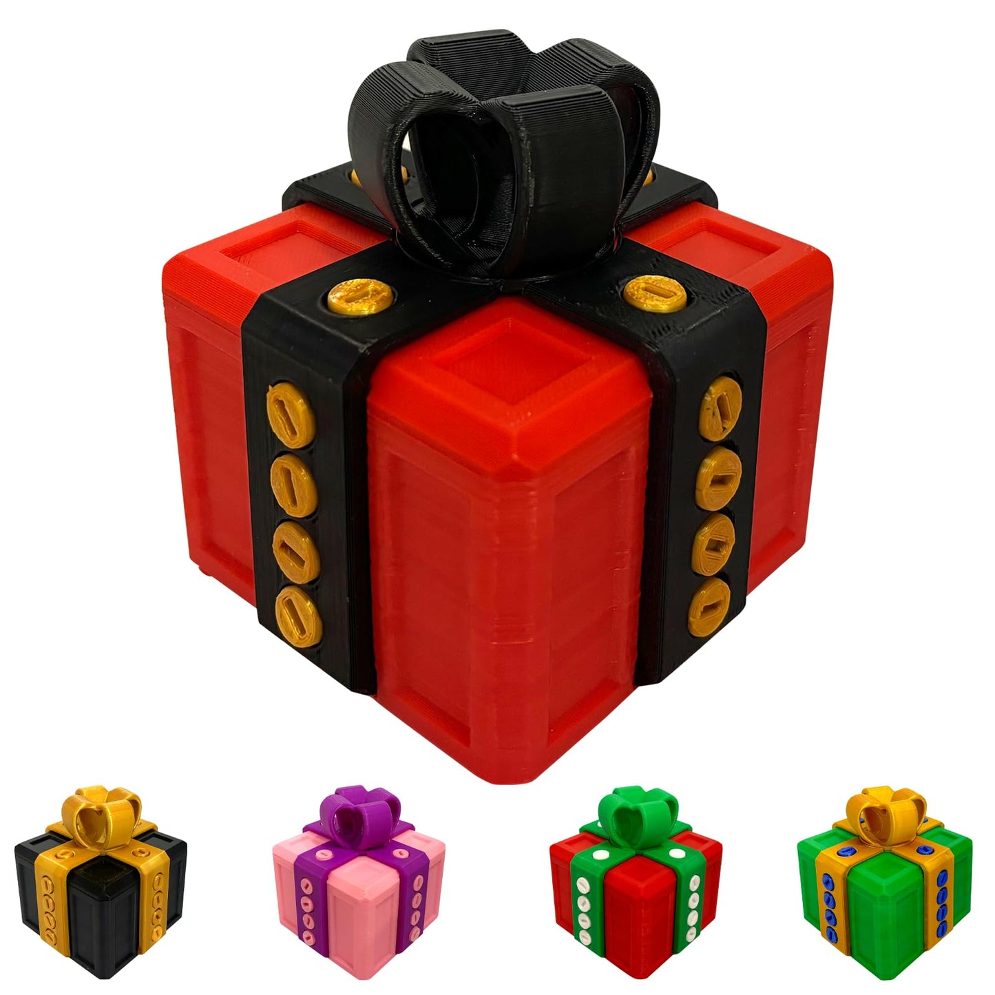 Bopufon Annoying Gift Box with Screws Funny The Annoying Present Prank Box Thanksgiving Christmas White Elephant Perfect Gag Gift for All Occasions (Red Black)