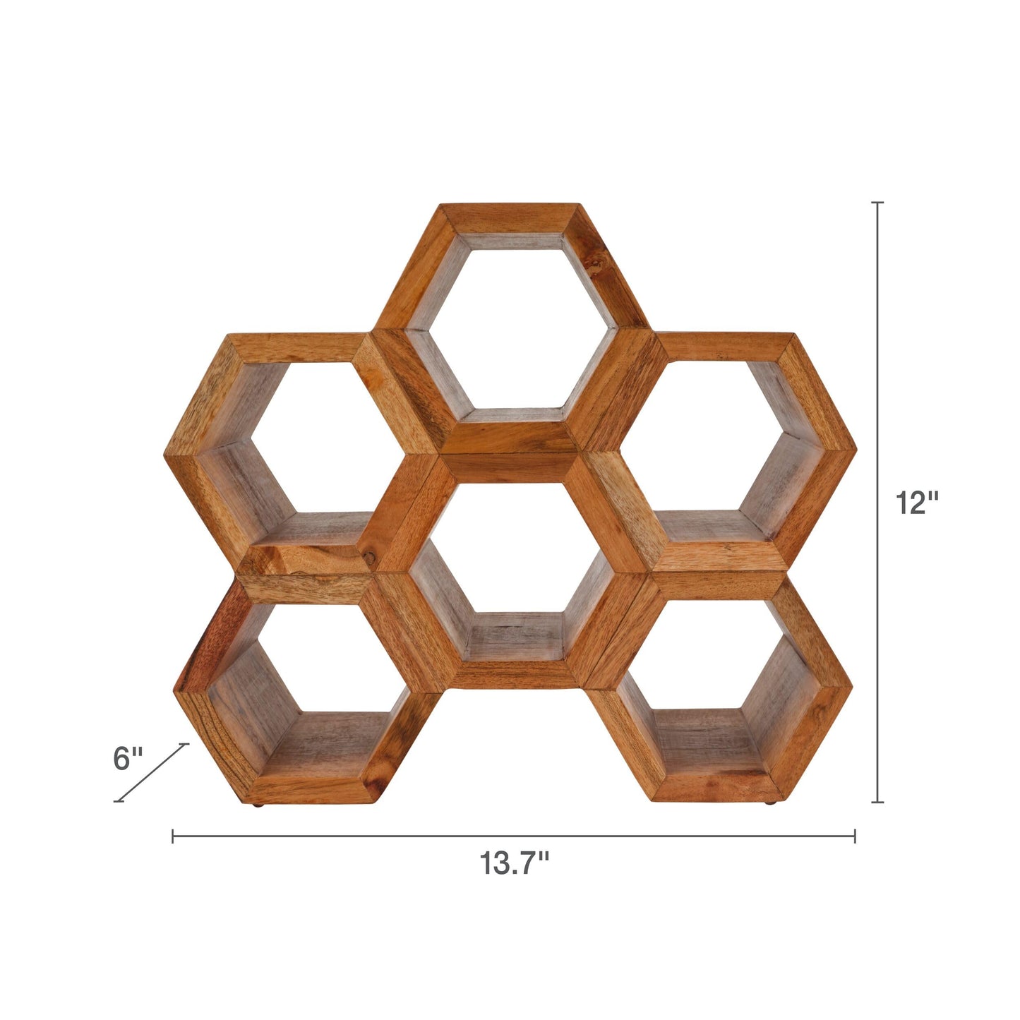 Gourmet Basics by Mikasa Amara Honeycomb 6 Bottle Acacia Wood Wine Rack, 13.7 x 6 x 12 Inch