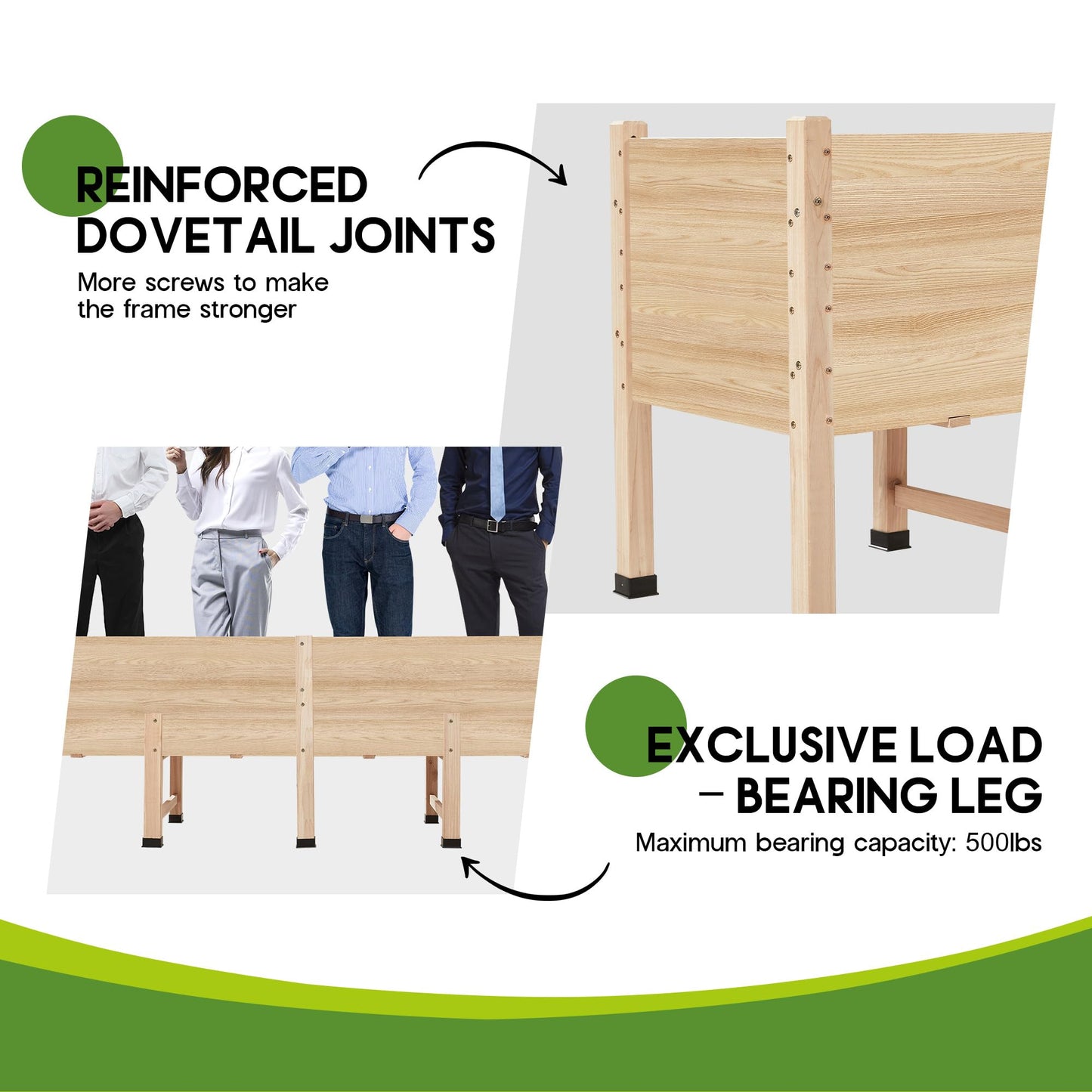 SPECRAFT 7x2 Ft Wooden Raised Garden Bed with Legs - 15 Inch Deepth Elevated Planter Box for Deep-Rooted Plants, Ideal for Patio, Easy Assembly