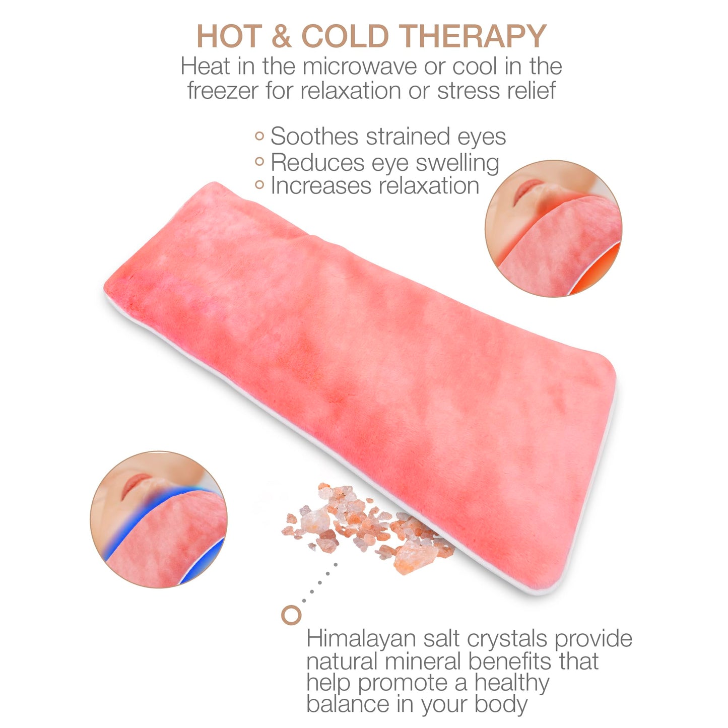 Eurow Luxe Himalayan Salt Eye Pillow Mask, Microwavable & Freezable Warm or Cold Compress for Relaxation, Headaches, Puffiness, Stress Relief, Sleep Support & Eye Strain, Pink