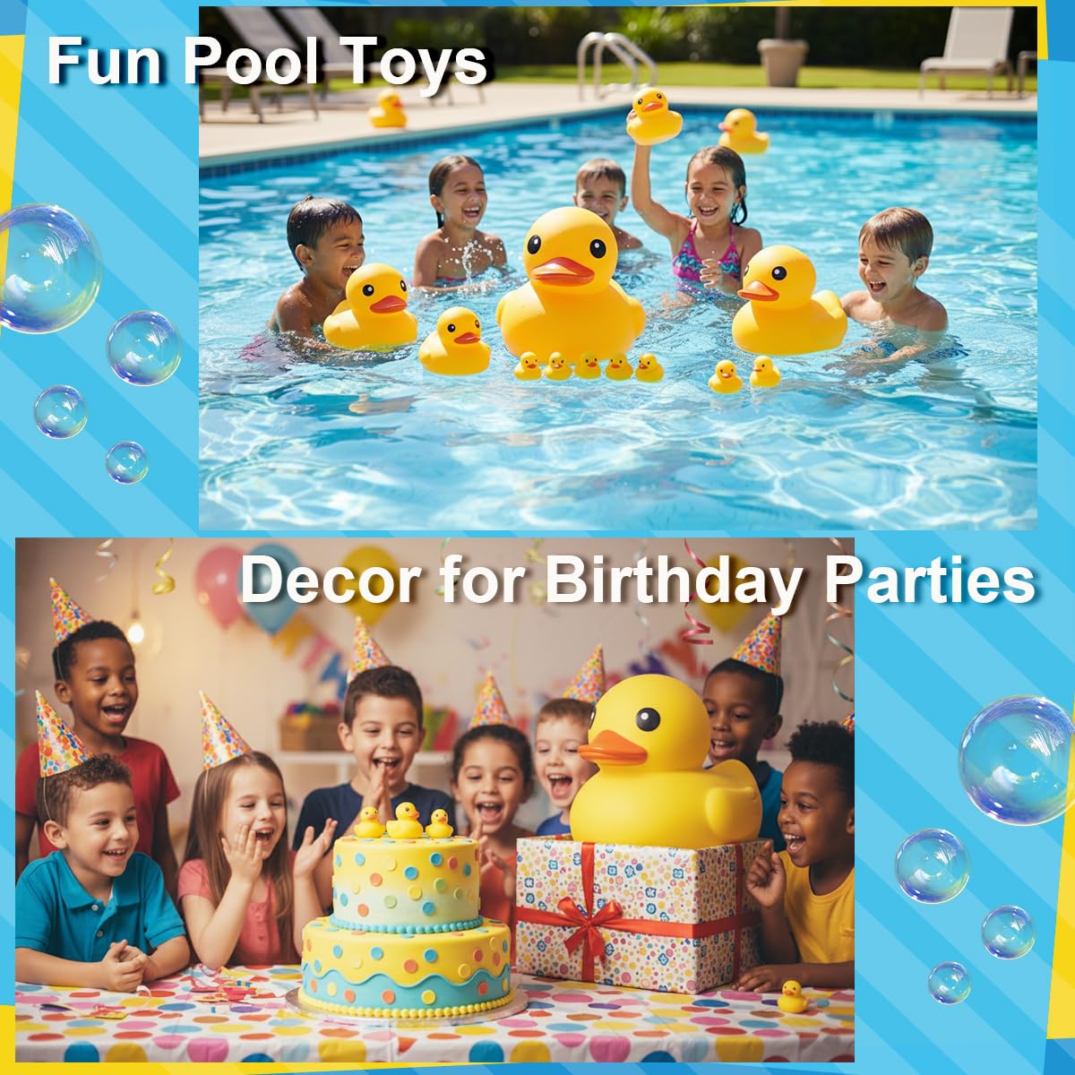 3 inch Kalafona Rubber Yellow Ducks/ Ducky No Hole Waterproof No Squeak Bath/Pool/Water Float Toy Stuffed with Sealed Plug Without Hole for Kids in Bulk