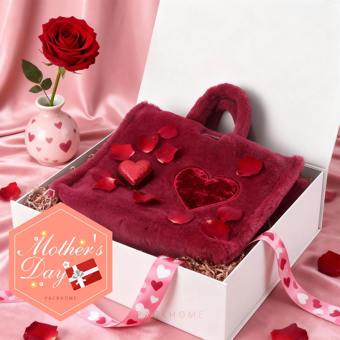 PACKHOME 17x14.5x5.5 Inches, 3 Extra Large Gift Boxes with Lids, Magnetic Closure Boxes for Clothes and Large Gifts (Matte White with Grain Texture)