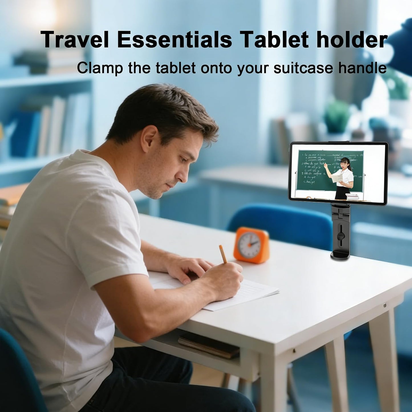URTRY Airplane Tablet Holder Mount, 360 Degree Rotating Hands-Free Travel Stand, Universal Adjustable Clamp for Flying, Compatible with iPad/Galaxy Tab (Only Fits 7-12" Tablets)