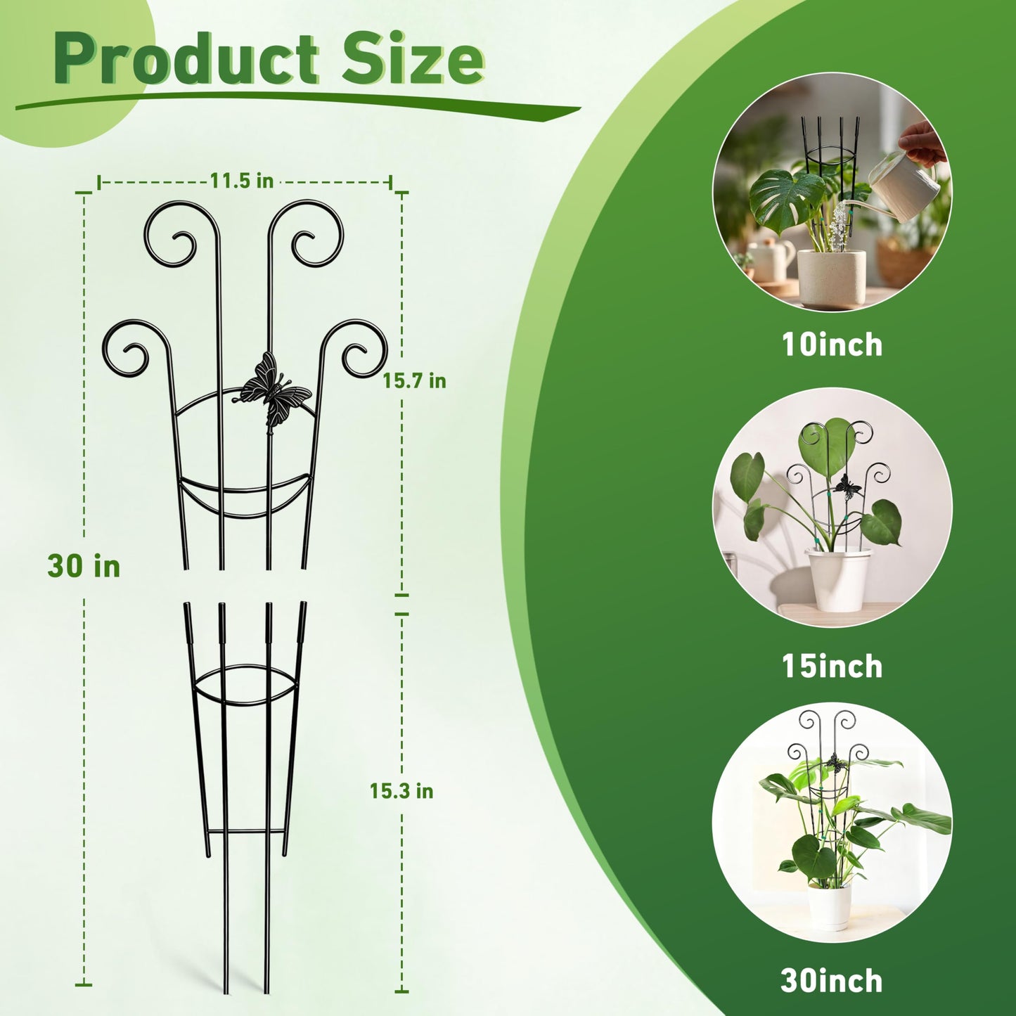 Coomin 32.6in Monstera Plant Support for Indoor Plants, 2P Trellis for Climbing Plants Indoor, Plant Climber Stakes for Potted Plants