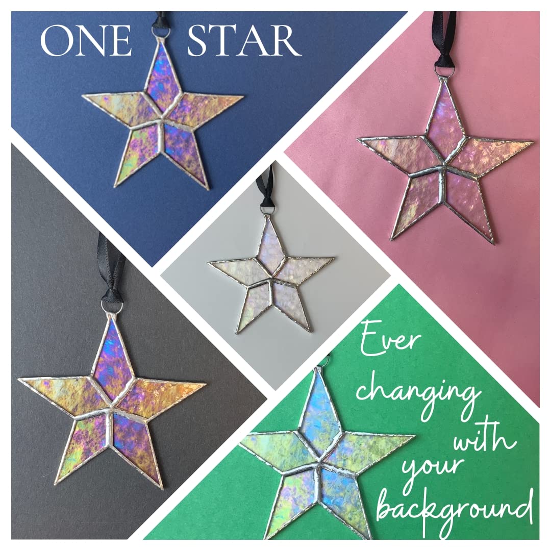 Handmade Iridescent Stained Glass Star with Heartfelt Congratulation Message (Congrats) - Graduation Gift/New Job Congrats/New Chapter Gift/Best Wishes for New Beginnings (Congrats)
