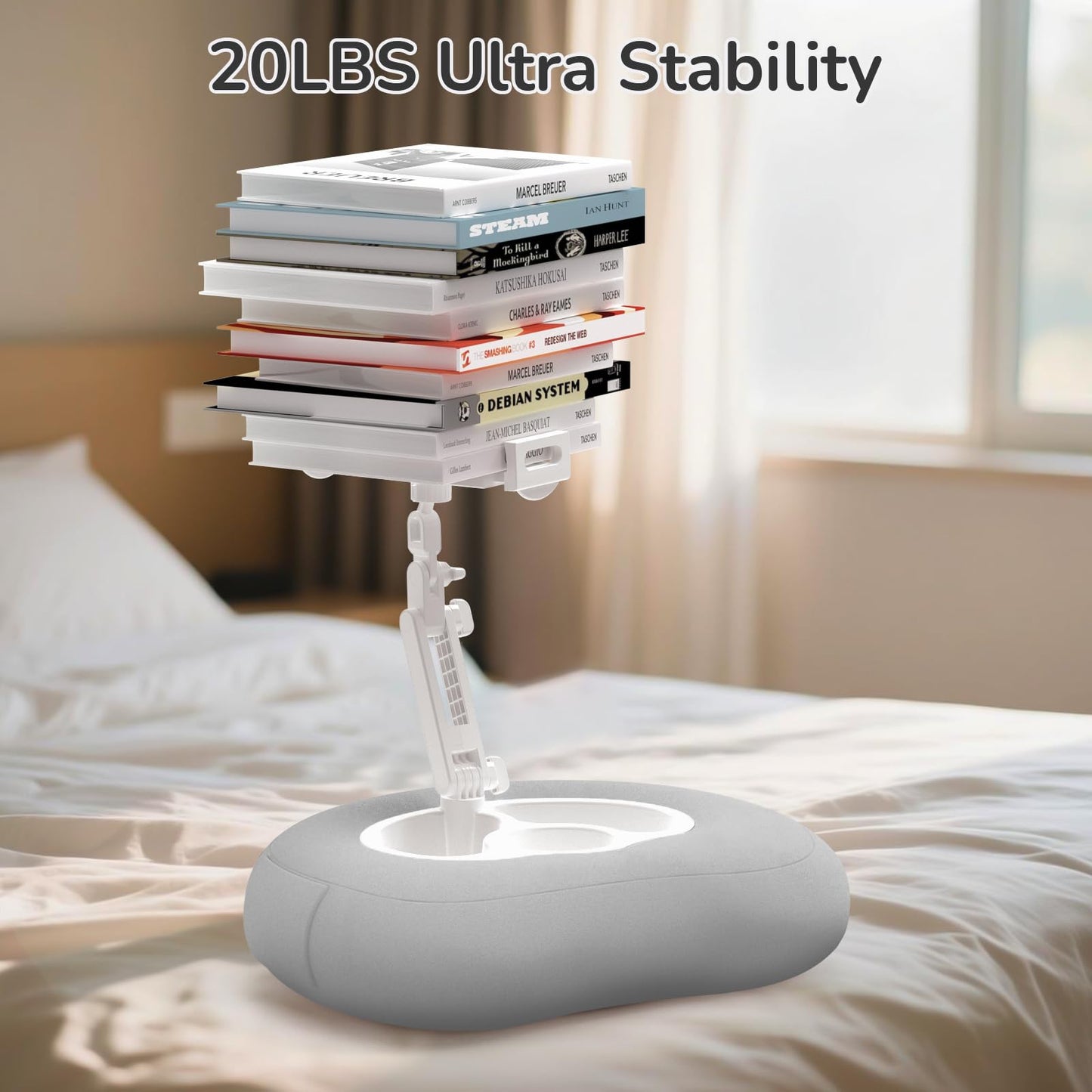 Tablet Pillow Stand for Kindle iPad Compatible with 4.7"-10" Phone/Tablet, iPad, iPhone, Samsung, Google, Kindle Holder for Bed Sofa Healthy Reading Lazy Person's Magic Tool and Relieve Neck Pressure