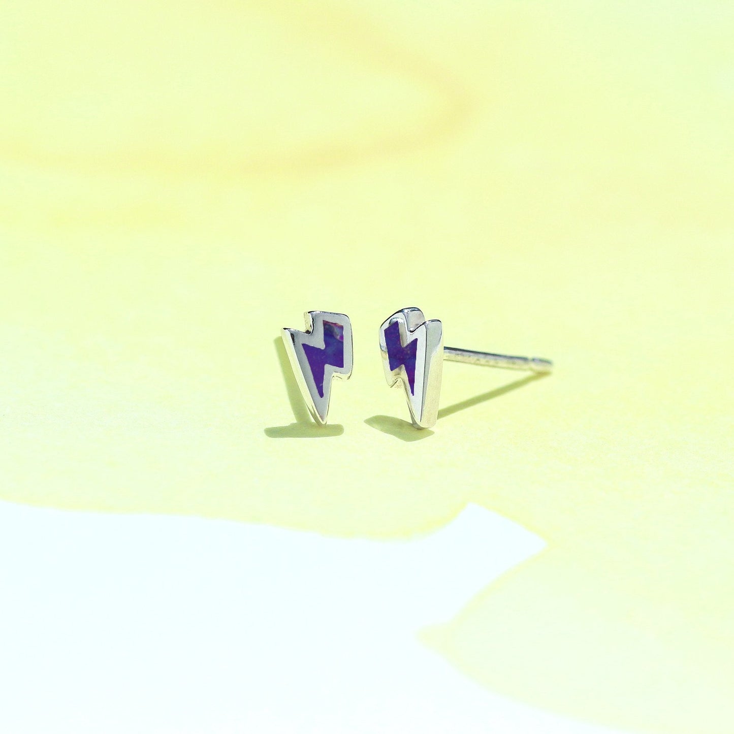 Boma Jewelry Sterling Silver Purple Turquoise Lightning Bolt Stud Earrings