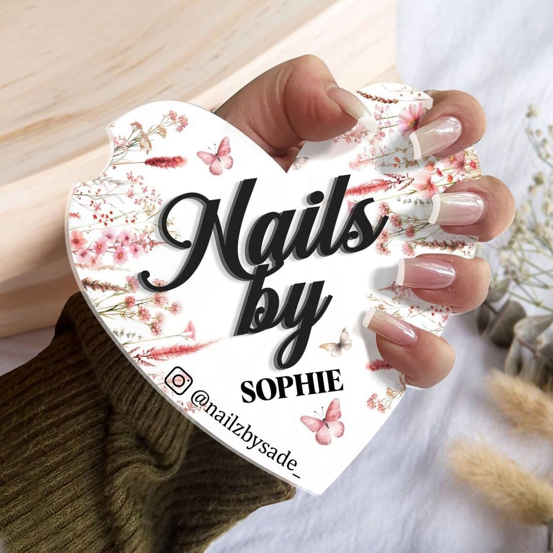 Acrylic Nail Photo Prop for Salons & Artists, Personalised Discs, 4'' Nail Artist Gifts, Advertising Tool, Tech Prop (Style 4)