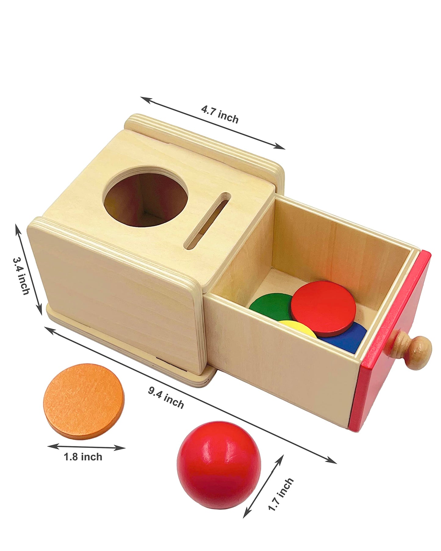 Dailyfunn Montessori Toys Coin&Ball 2-in-1 Drop Box Object Permanence Box for Infant Baby Preschooler 6-24 Months