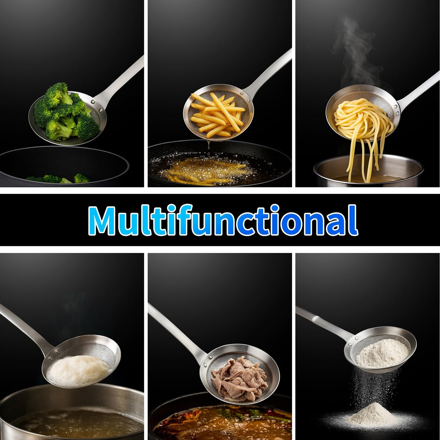 TBWHL Multi-functional Hot Pot Fat Skimmer Spoon - Stainless Steel Fine Mesh Food Strainer for Skimming Grease and Foam DIA 3.1"