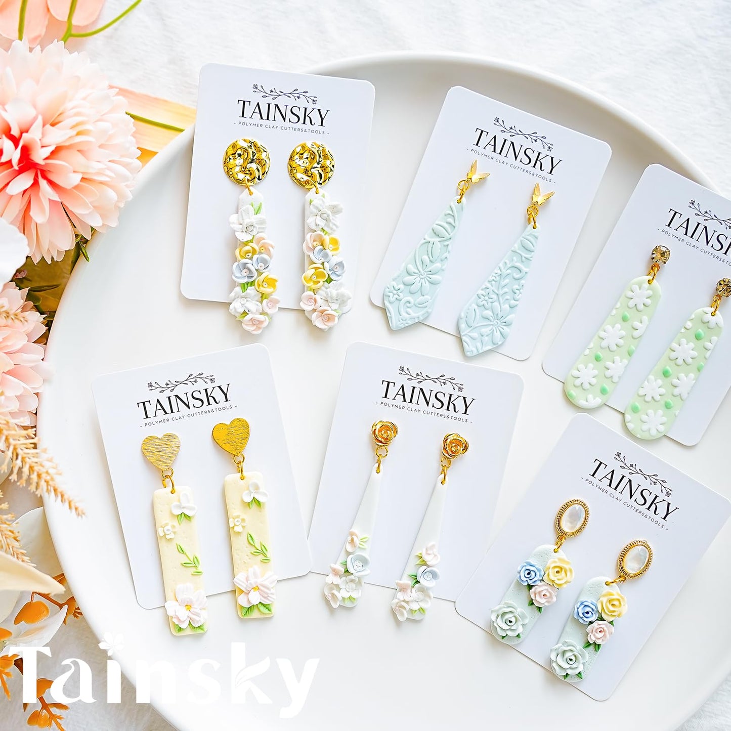 TAINSKY Long Dangle Shape Clay Cutters, 17 Shapes Polymer Clay Cutters for Earrings Making, Long Rectangle Shape Polymer Clay Cutters, Basic Clay Cutters for Polymer Clay Jewelry