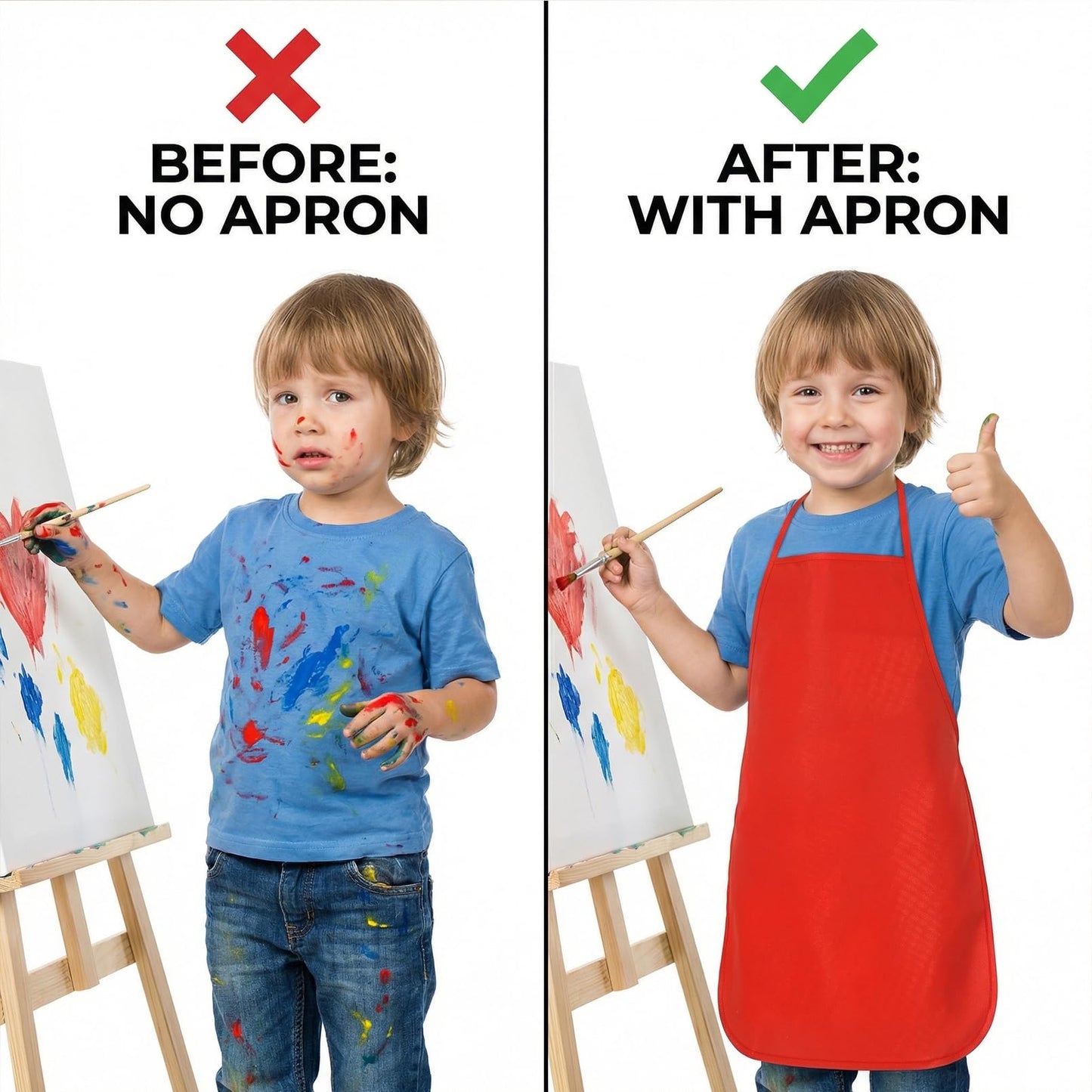 RAIHOMKIT 24 Pieces Apron, 13 x 18.9 inch Red Art Smock, Paint Aprons Smocks, Neck Hanging Painting Aprons for Party Kitchen Art Crafts Painting Activity