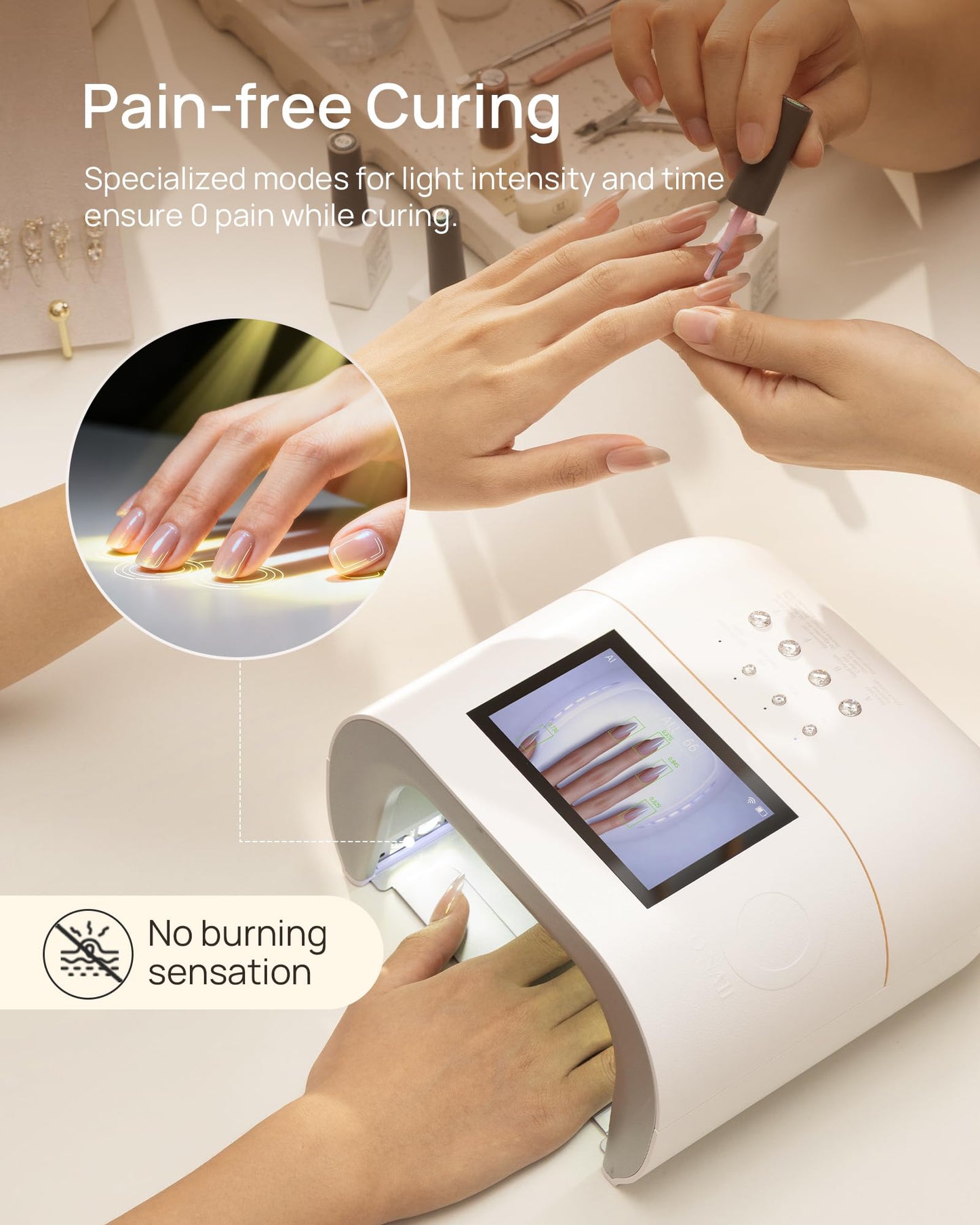 AI UV LED Best Nail Lamp-AI Precision Scan,Reduce Excess UV Skin Damage-2in1 AI Computer&Nail Dryer with HD Visible Screen,109 LEDs 2X Faster Curing,Nail Curing Lamp for Salon and Home Purple