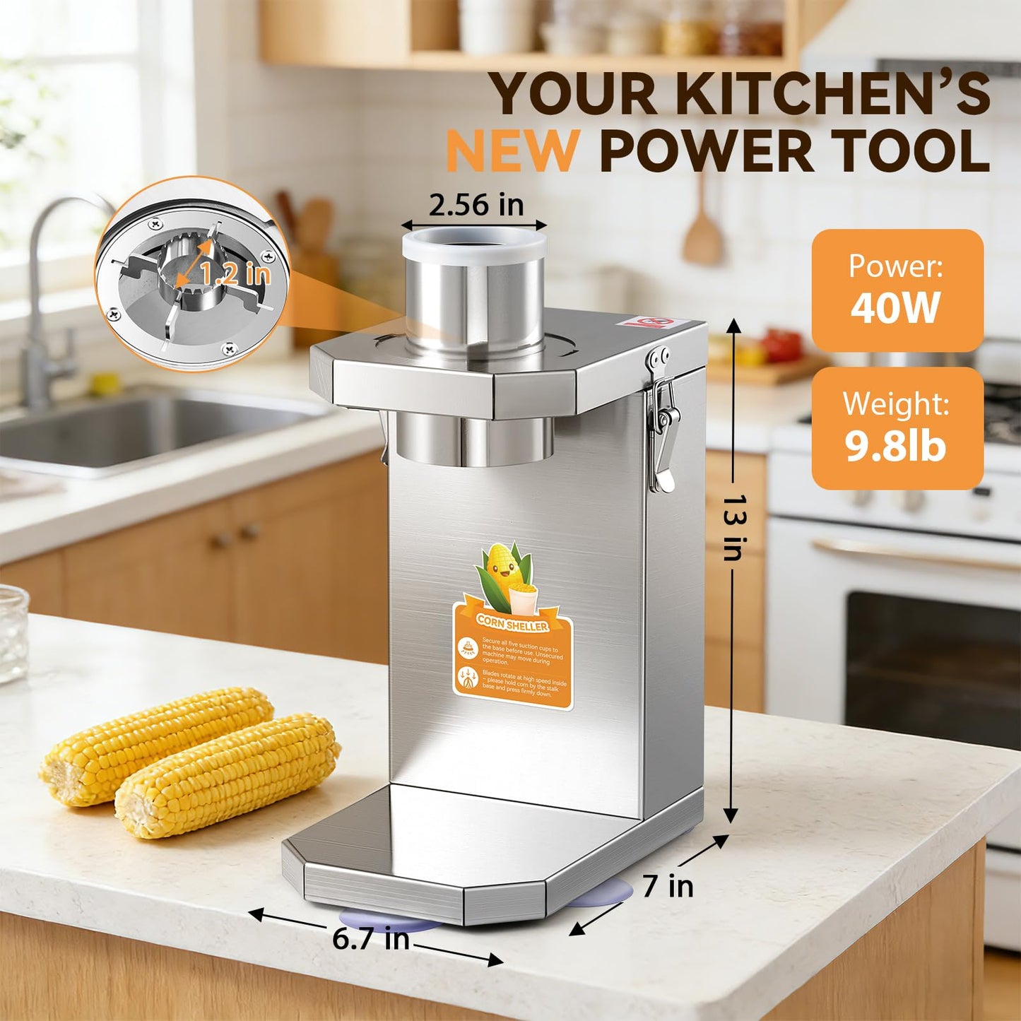Newhai Electric Corn Sheller Commercial Corn Thresher Machine Stainless Steel Corn Peeler Corn Cob Stripper Tool for Home & Commercial Farm Use