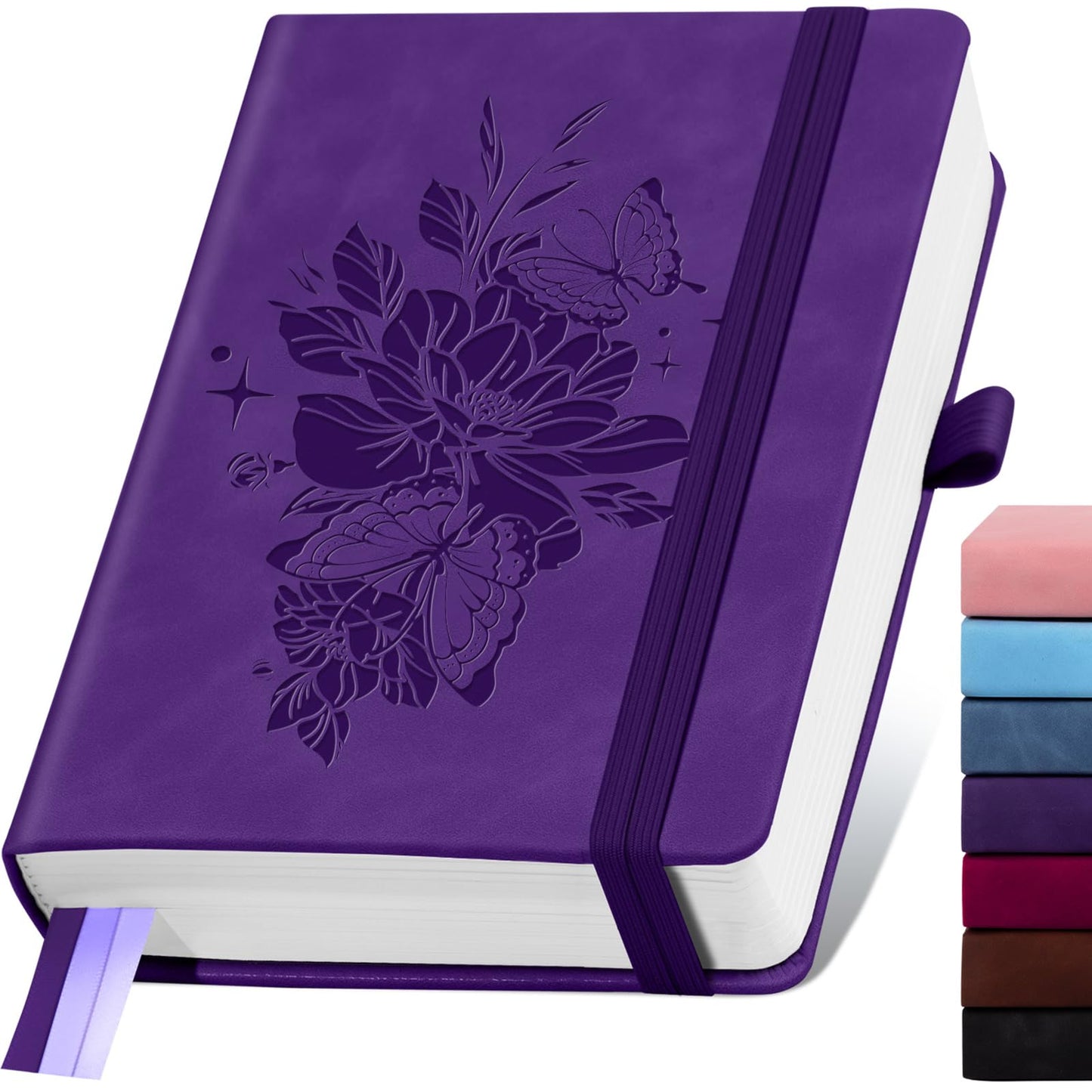 ALKALO Blank Journal Notebook 365 Pages, A5 Leather Sketch Book for Drawing Women & Men, Hardcover Notebook with 100GSM Thick Paper, Sketchbook for Travel, Work, School, Note Taking