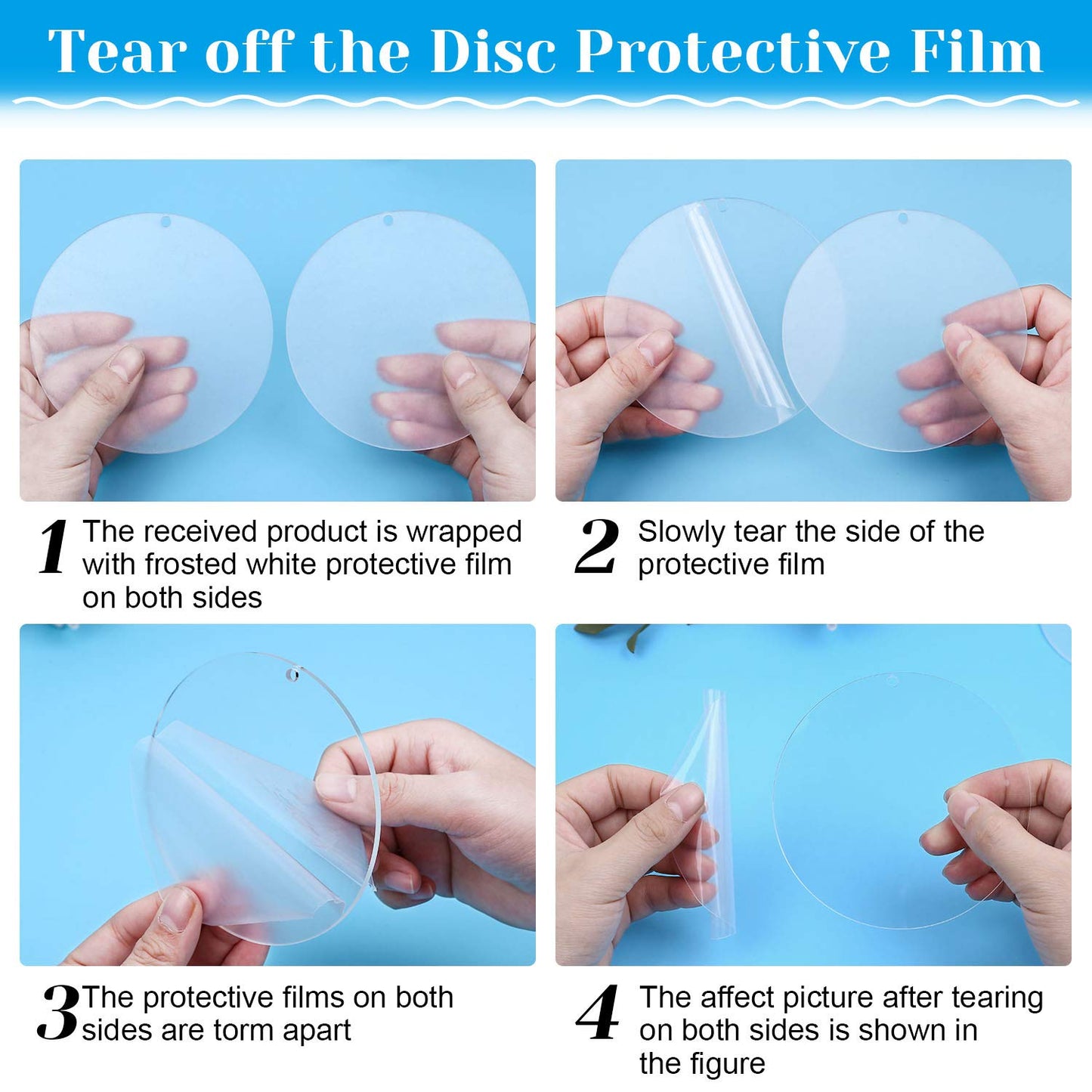 Audab Acrylic Ornament Blanks for Vinyl, Large Clear Acrylic Discs Round Acrylic Blanks Bulk with Hole for Engraving, DIY Projects, Art Crafts(4 Inch, 30 Pcs)