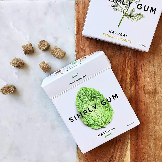 SIMPLY Gum Variety Pack (Assorted Flavors), Plastic-Free Natural Chewing Gum, 12 Pack (180 Pieces) | Vegan, Kosher, Non GMO, Aspartame Free and Sorbitol Free