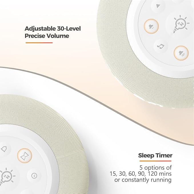 REACHER Auto Dimmable Sound Machine Alarm Clock with Night Light for Girls | 20 soothing sounds, sleep timer, precise volume, soft night lights, auto-dimming display, cute white noise soother for kids