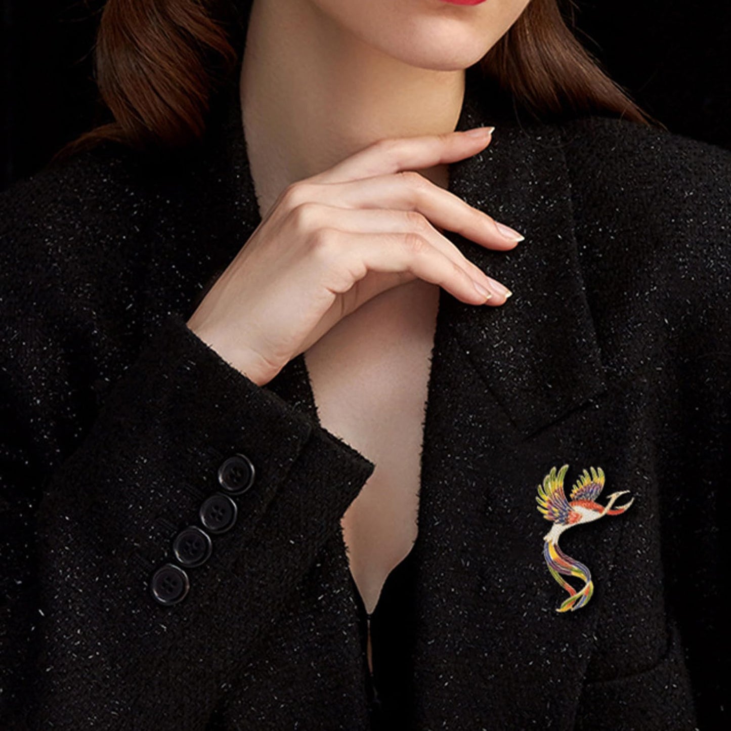 HETICA Women Animal Floral Brooch Pin Accessory Perfect as a Gift for Anniversary Celebrations, Parties, Or Everyday Wear (Phoenix)