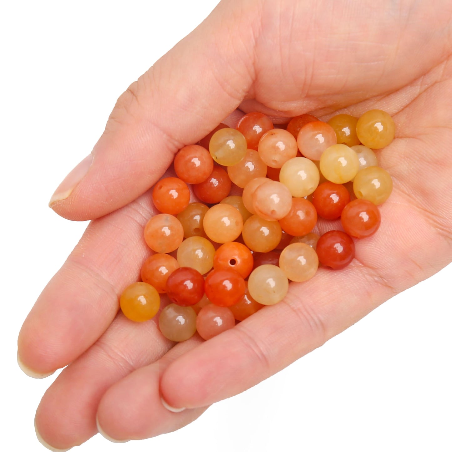 70PCS Natural 8MM Healing Gemstone, Golden Silk Jade Energy Stone Round Loose Beads, Semi-Precious Crystal Beads with Free Elastic String for Jewelry Making DIY