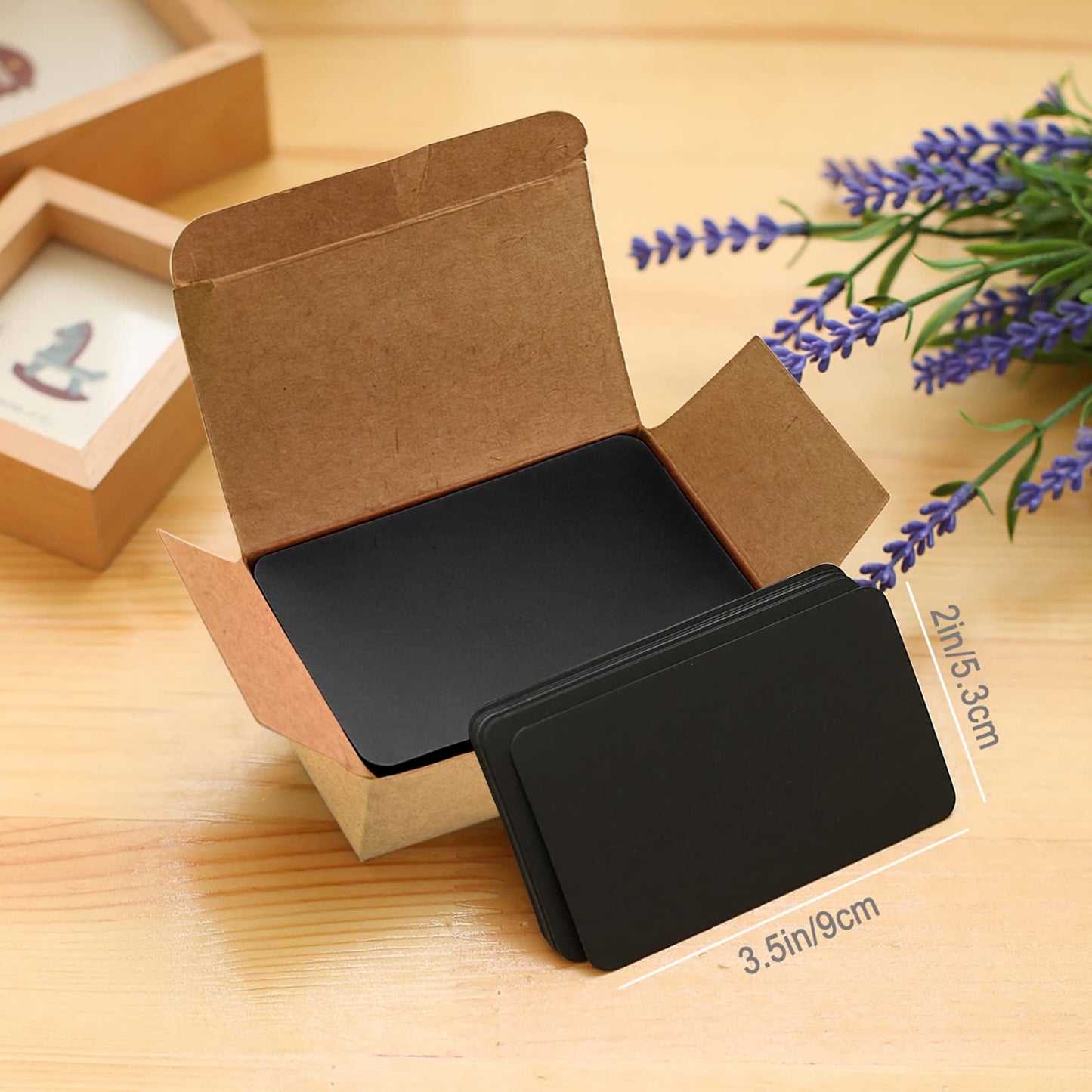 VANRA 300 Small Blank Cards 3.5x2 inches Color Cardstock Study Flash Cards Index Cards, Unruled with Rounded Corners (Black, 300/Pack)