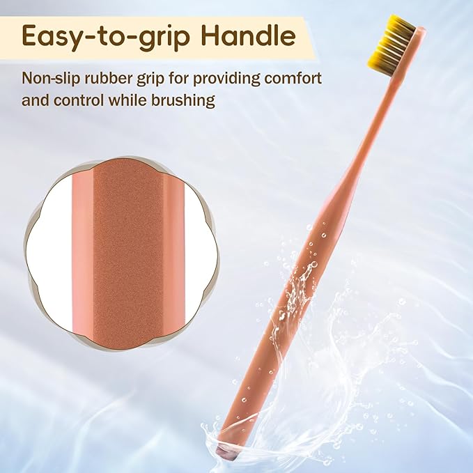 Extra Soft Toothbrush for Sensitive Gums, Wide Head Soft Bristle Toothbrush with Soft Flossing Micro Nano Bristles for Adults, Pregnant Women, Elderly, Braces, 12pcs