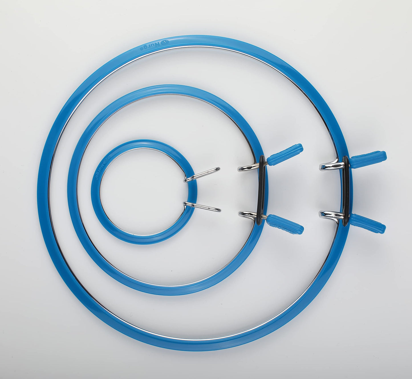 Nurge Premium Quality, Metal Spring Tension Embroidery Hoops, Cross Stich Hoop, Darning Hoops, Embroidery Tension Shed (Blue, Siz Mix)