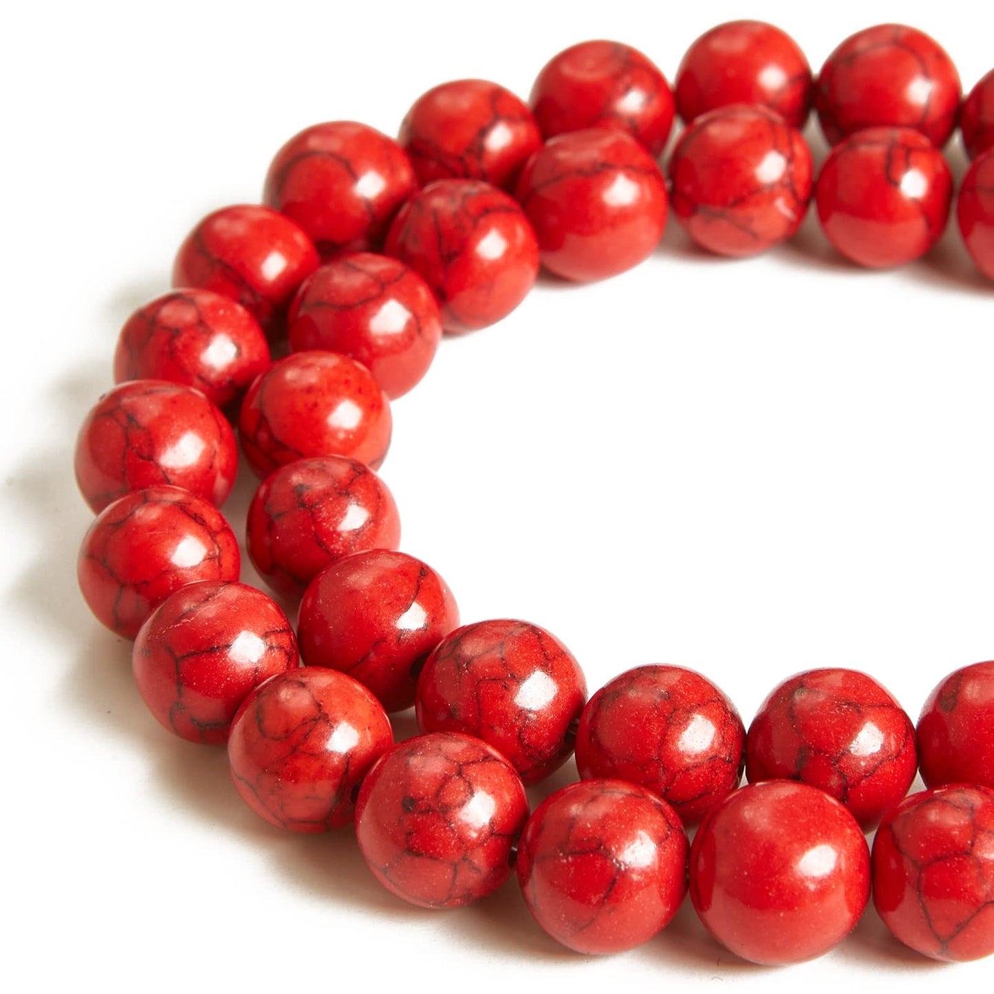 100pcs 8mm Red Turquoise Beads Natural Gemstone Beads Round Loose Beads for Jewelry Making