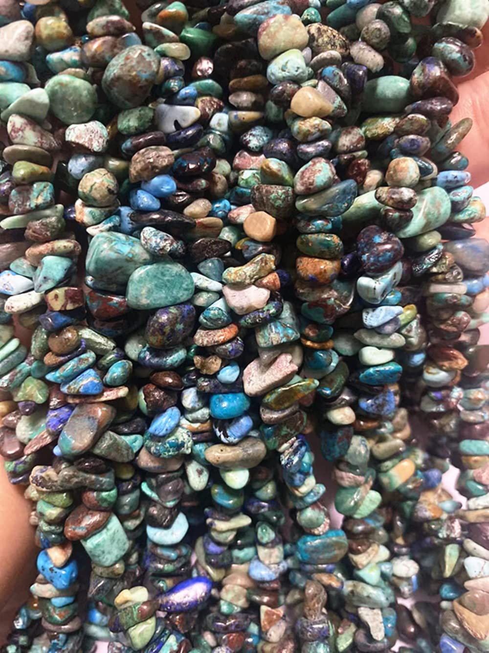 PLTbeads 7-8mm Natural Azurite Fynchenite Gemstone Chips Beads Healing Crystals Waist Bracelets Necklace Kit Irregular Stone DIY Crafts Design Jewelry Making