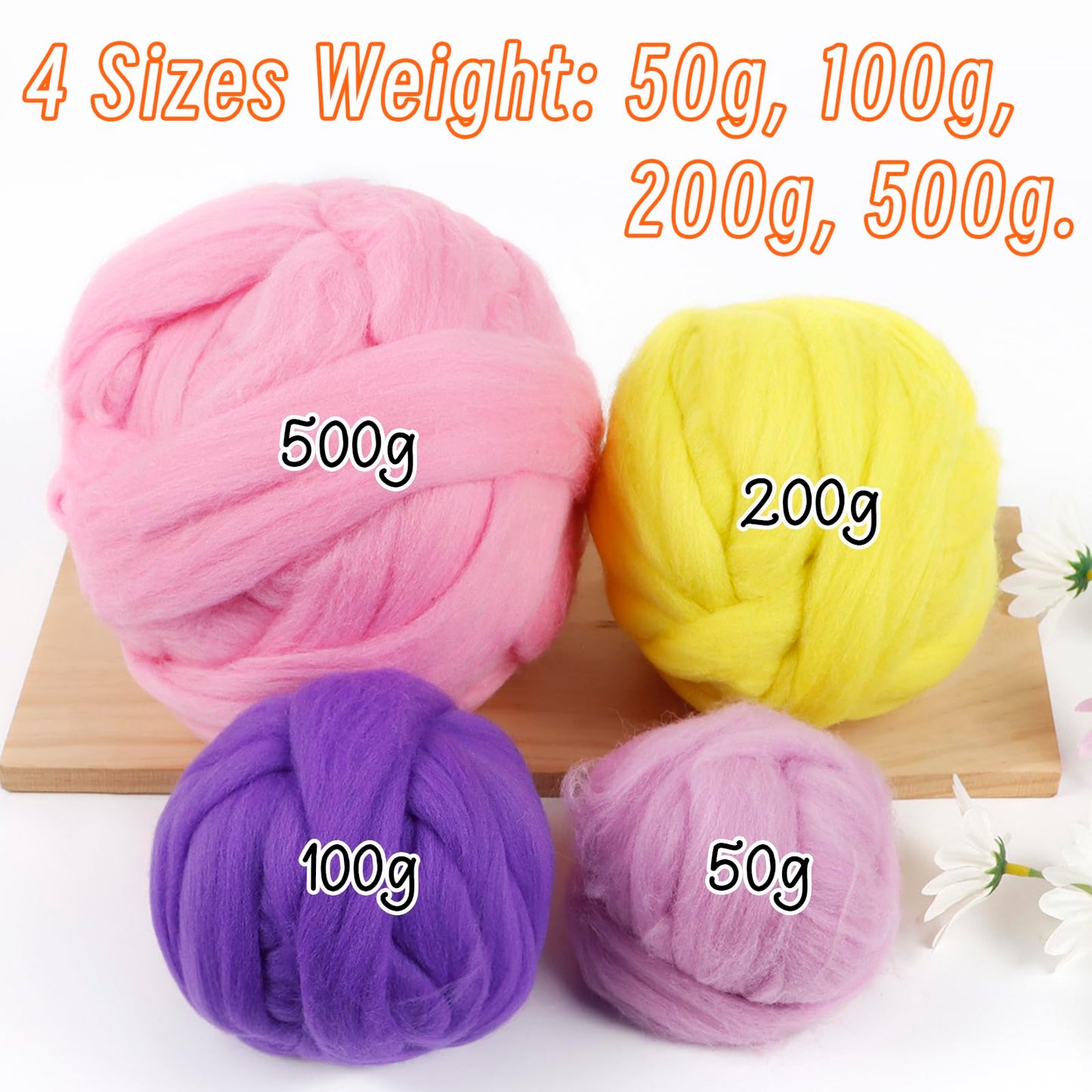 JeogYong Needle Felting Wool, 7.05oz Wool Roving Chunky Wool Yarn, Beige Wool Roving Yarn for Needle Felting, Wet Felting, Felting Projects, DIY Crafts