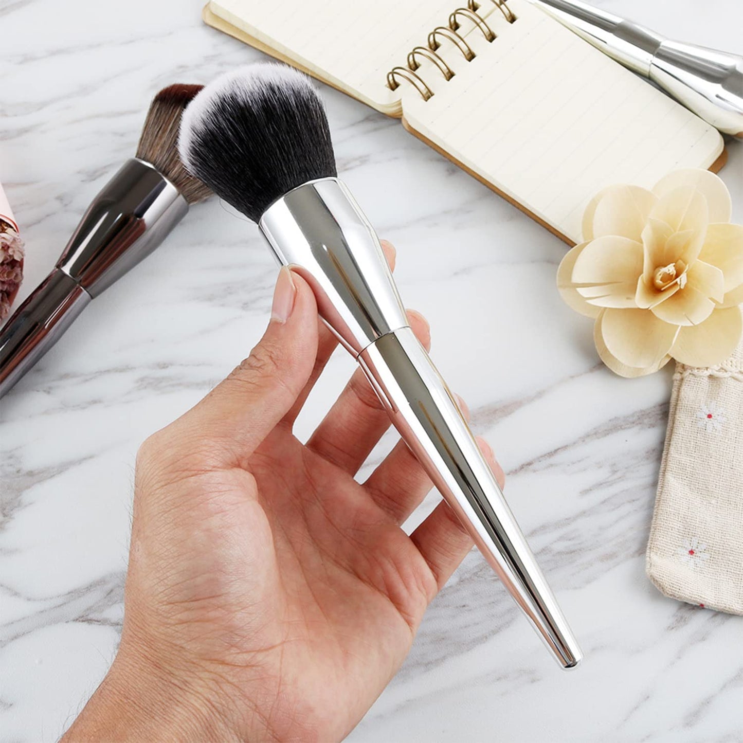 DANNEASY 2pcs Nail Dust Brush Large Powder Brush Luxury Blush Brush Nail Duster Nail Brushes for Cleaning Dust Acrylic Nail Brush Nail Art Brushes Nail Tools