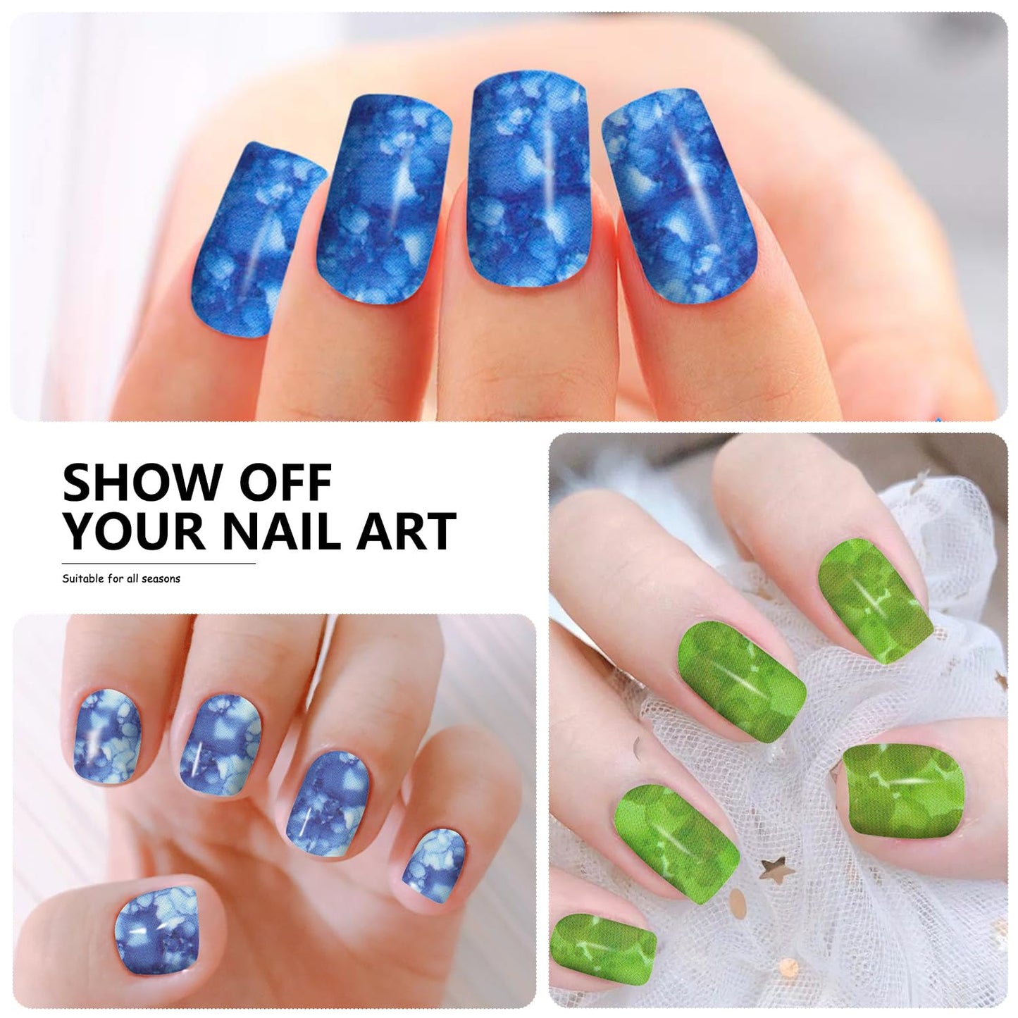 SILPECWEE 24 Sheets Nail Polish Stickers Full Wraps Ombre Design Gradient Color Gel Strips Self Adhesive Fingernail Sticker for Women With File