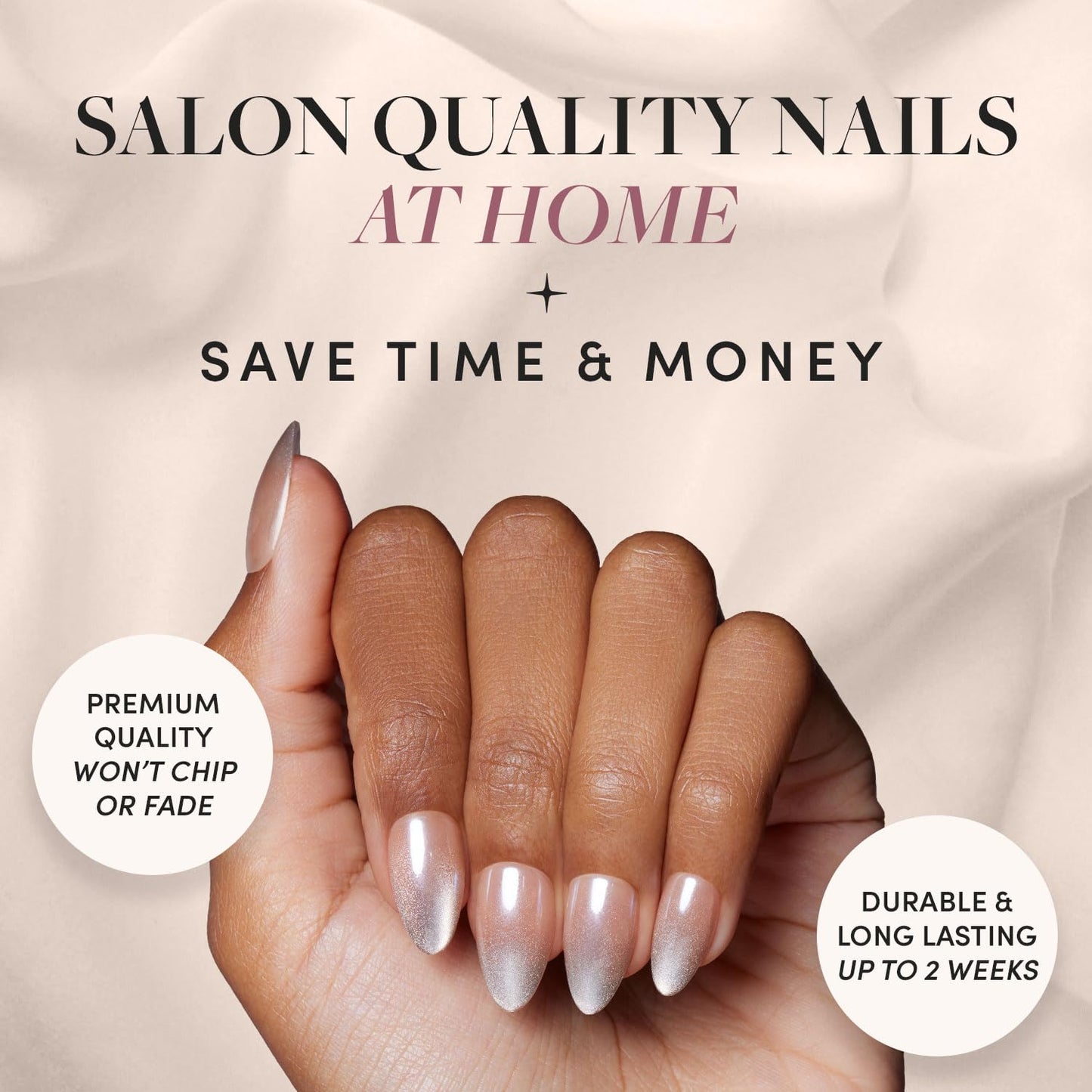 Glamnetic Press-On Nails Bundle - Polar Night, Goal Digger & Berry Fizz | Almond Fake Nails with Ombré Silver Tips | Natural Round False Nails with Gold Foil | Short Oval Magenta Nails wit