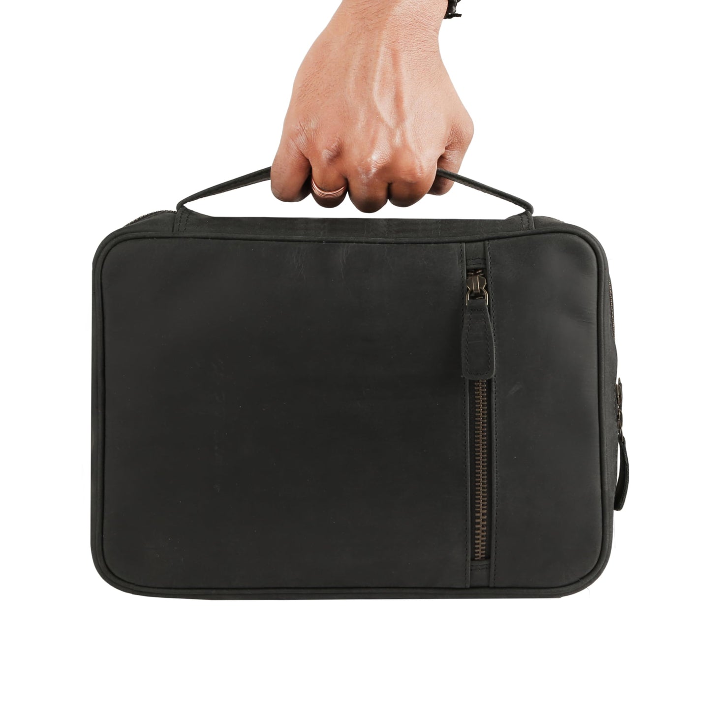 Leather Bible Cover for Men & Women – Zippered Bible Case with Handle, Note & Pen Organizer – Fits Large Study Bible – 11.5x8.5 Inch (Black)