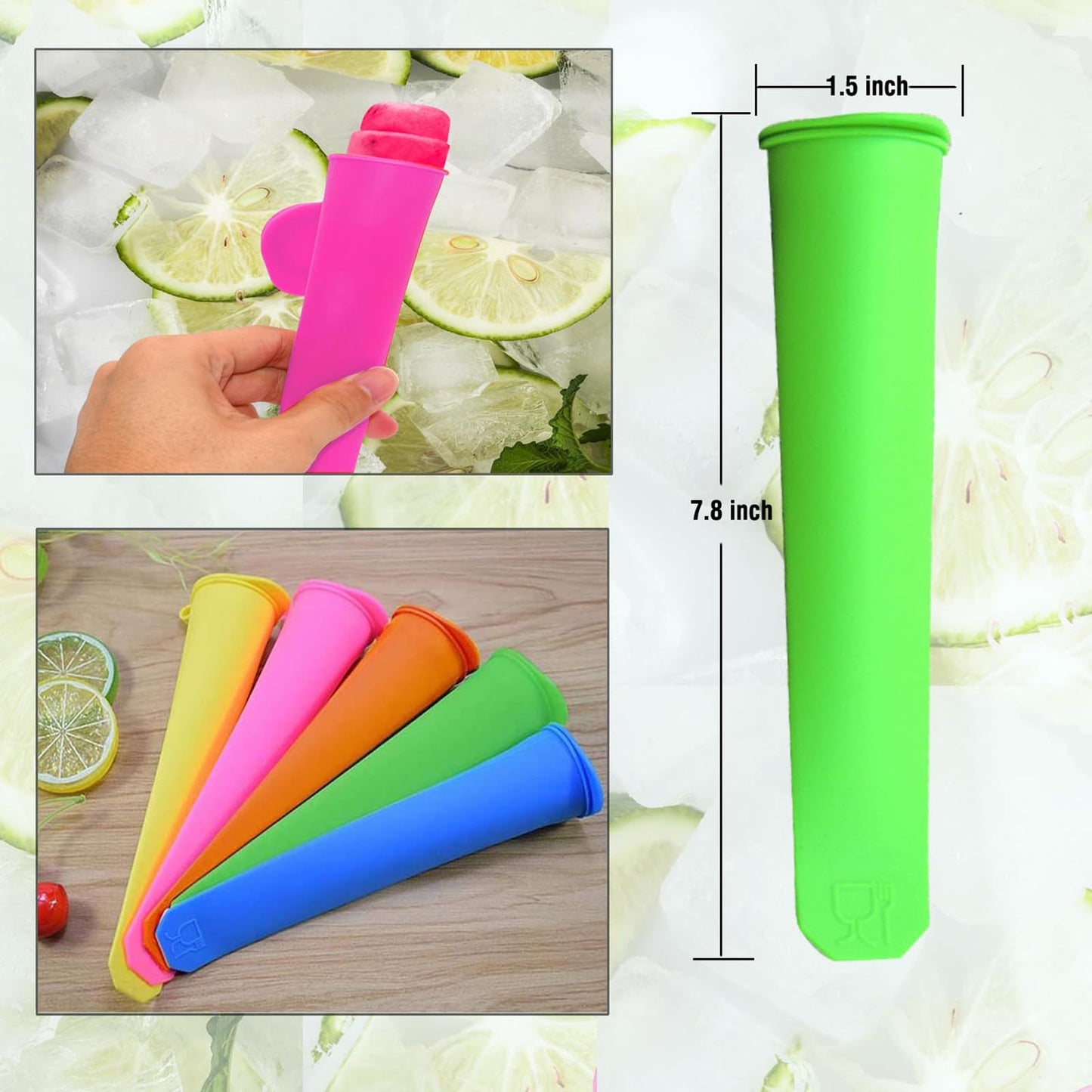Silicone Ice Pop Mold Wpunwen Popsicle Molds with Lids 6 Pcs Silicone Popsicle Molds Reusable Popsicle Tubes with Clean Brush Durable Pure Color