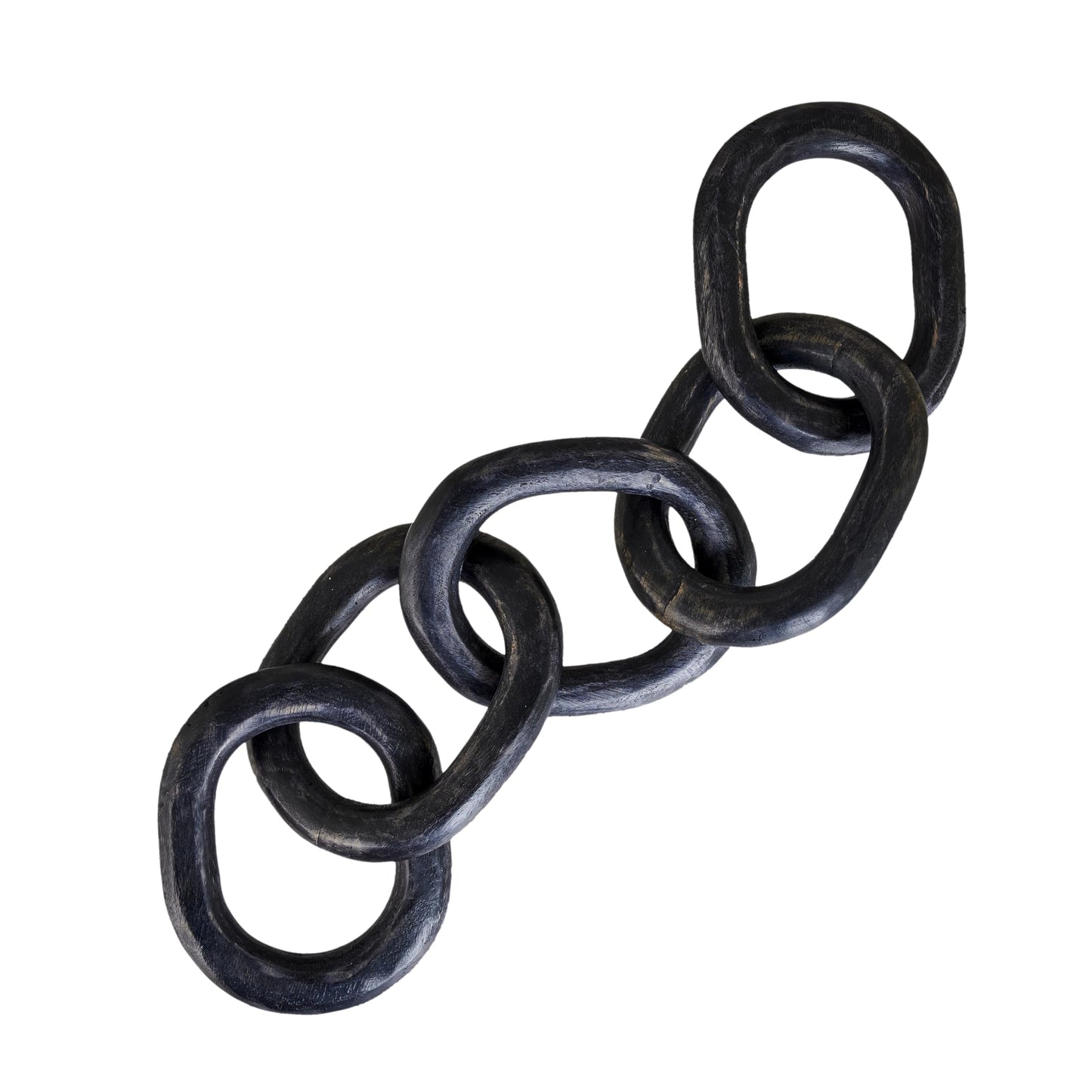 Eximious India Wood Chain Link Decor Hand Carved 5-Link Wood Knot Decorative Chain, Rustic Link Decorative Object Large Wooden Chain for Home Living Room Coffee Table Farmhouse BLK 16 x 4 x 2