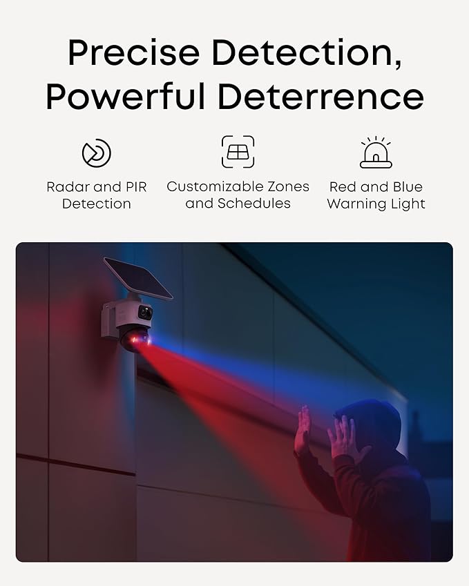 eufy Security eufyCam S4,4K Solar Camera Wireless Outdoor, Triple Lens Bullet-PTZ Cam, 360° View, 8X Auto Zoom, AI Recognition,AI Track, Color Night Vision, 0 Monthly Fee, Local Storage