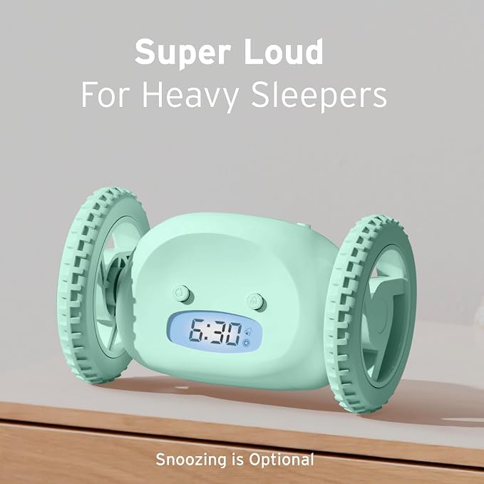 CLOCKY Alarm Clock on Wheels – Loud Rolling Alarm Clock for Heavy Sleepers