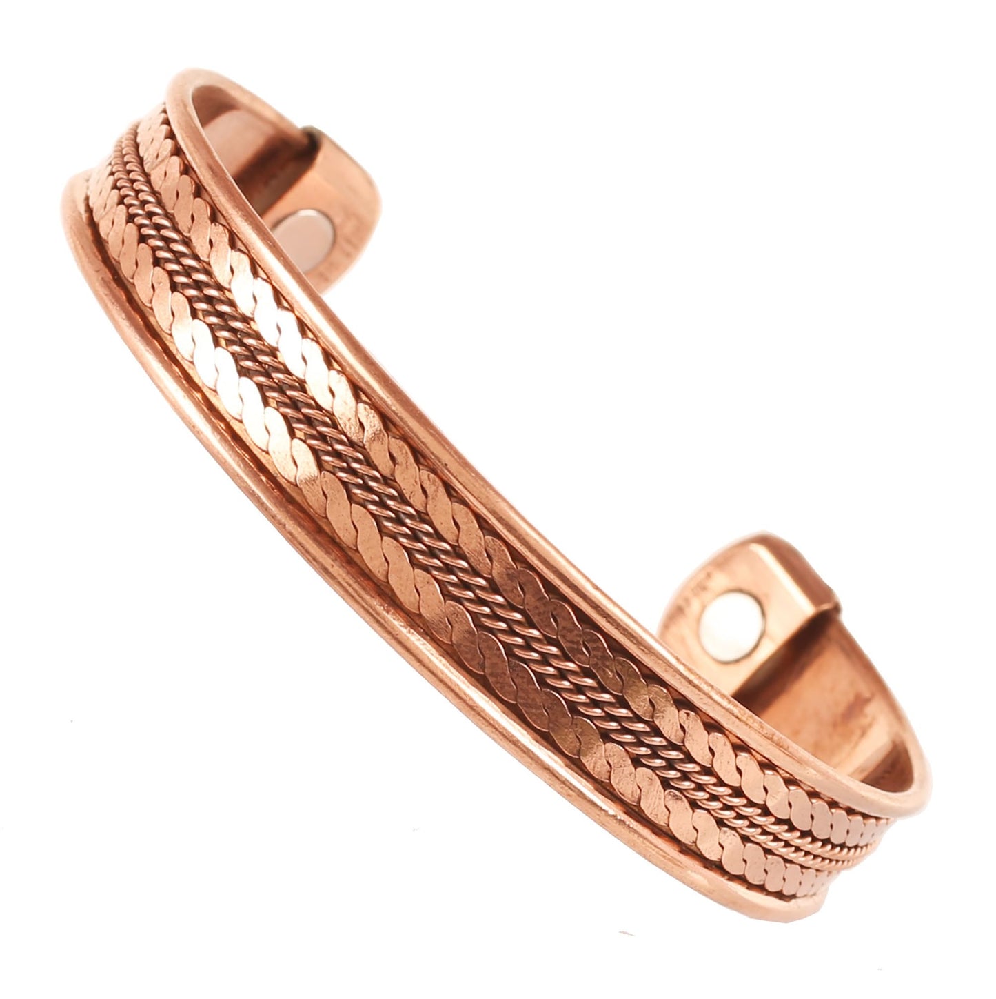 Touchstone Copper magnetic bracelet Tibetan style. Hand forged with solid and high gauge pure copper. Delicate brass inlay.