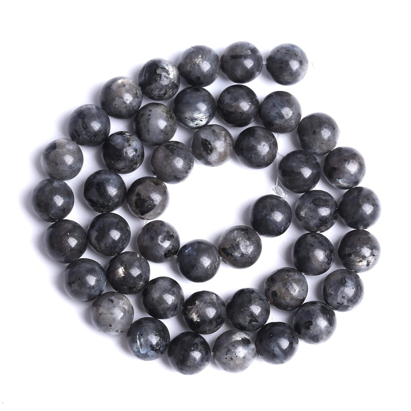 10mm 38pcs Natural Black Labradorite Stone Beads Round Larvikite Beads for Jewelry Making DIY Bracelet 15" Strand Wholesale (Black Larvikite Labradorite Beads, 10mm)