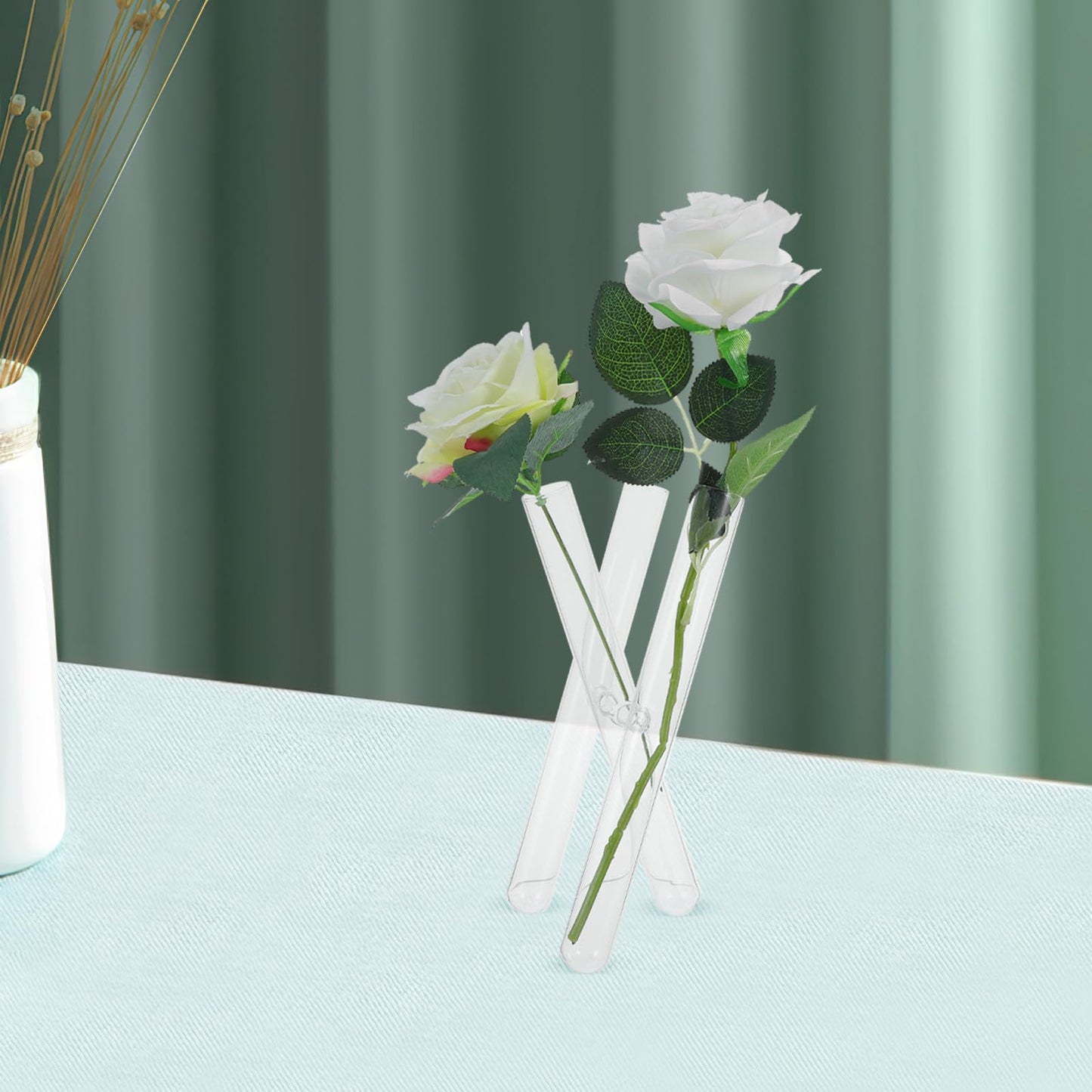 ibasenice Clear Glass Tube Vase: Single Stem Plant Holder - Propagation Tubes for Desk Decor - Transparent Terrarium Planter - Small Hydroponic Vase for Office