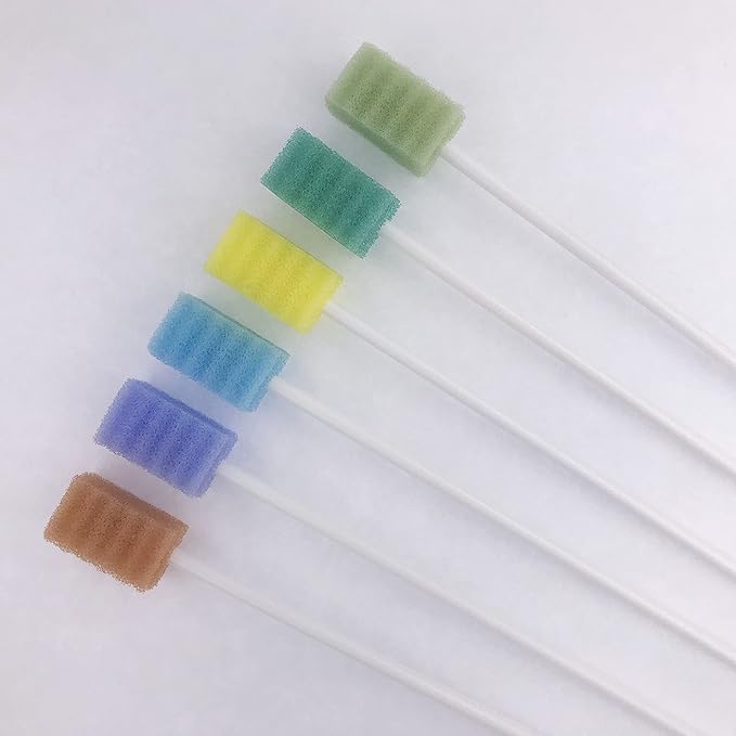 Oral Swabs Disposable 360 Pcs Each Individually Wrapped Swabsticks Toothettes Mouth Swabs Sponge Dental Care Zigzag Wave Shaped 6 Color Multi-Color Soft Foam Oral Swabs