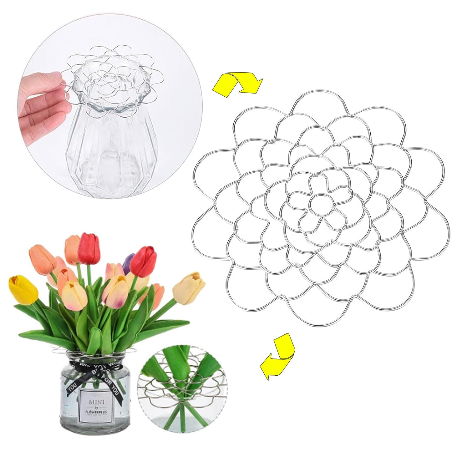 6Pcs Flower Arrangement Holder,BetterJonny 4/5/6Inch Stainless Steel Wire Flower Arranging Tool DIY Floral Design Reusable Metal Frog Insert for Bouquets, Centerpieces, Tall/Short Vases