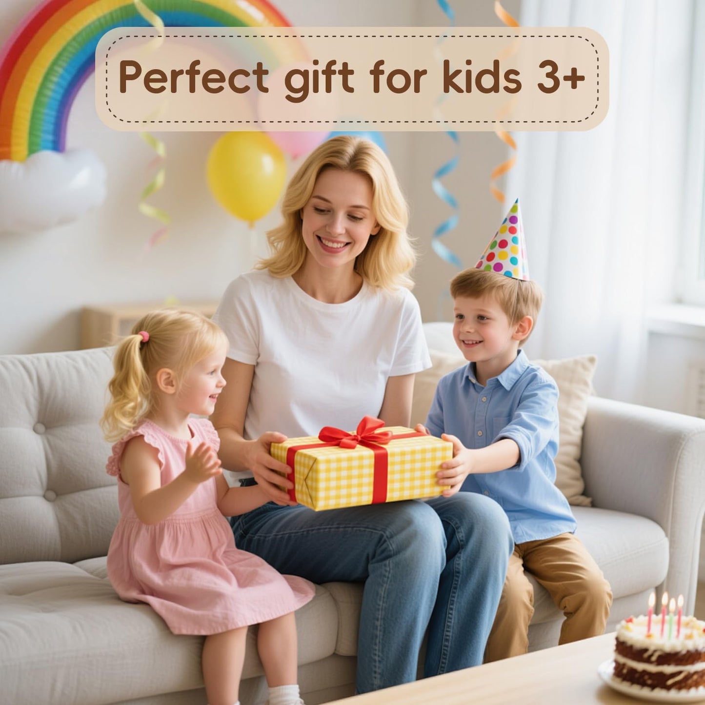 Freniland Wooden Play Kitchen for Kids – Tabletop Pretend Play Kitchen Set with Turning Knobs, Pot & Spatula – Mini Toddler Kitchen Playset for Boys & Girls Age 3+