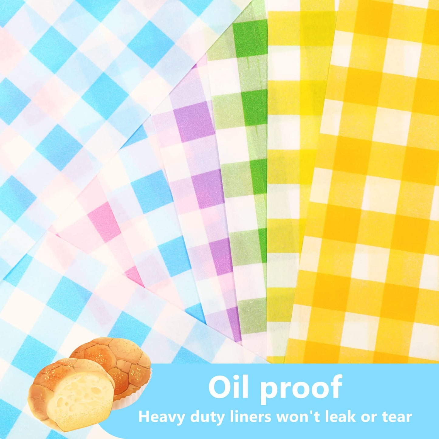Whaline 240 Sheets Plaids Wax Paper Sheets Spring Easter Sandwich Wrap Paper 12x12 Inch Checkered Deli Wrappers Food Basket Liners for Bread Baking Picnic Party Table Supplies