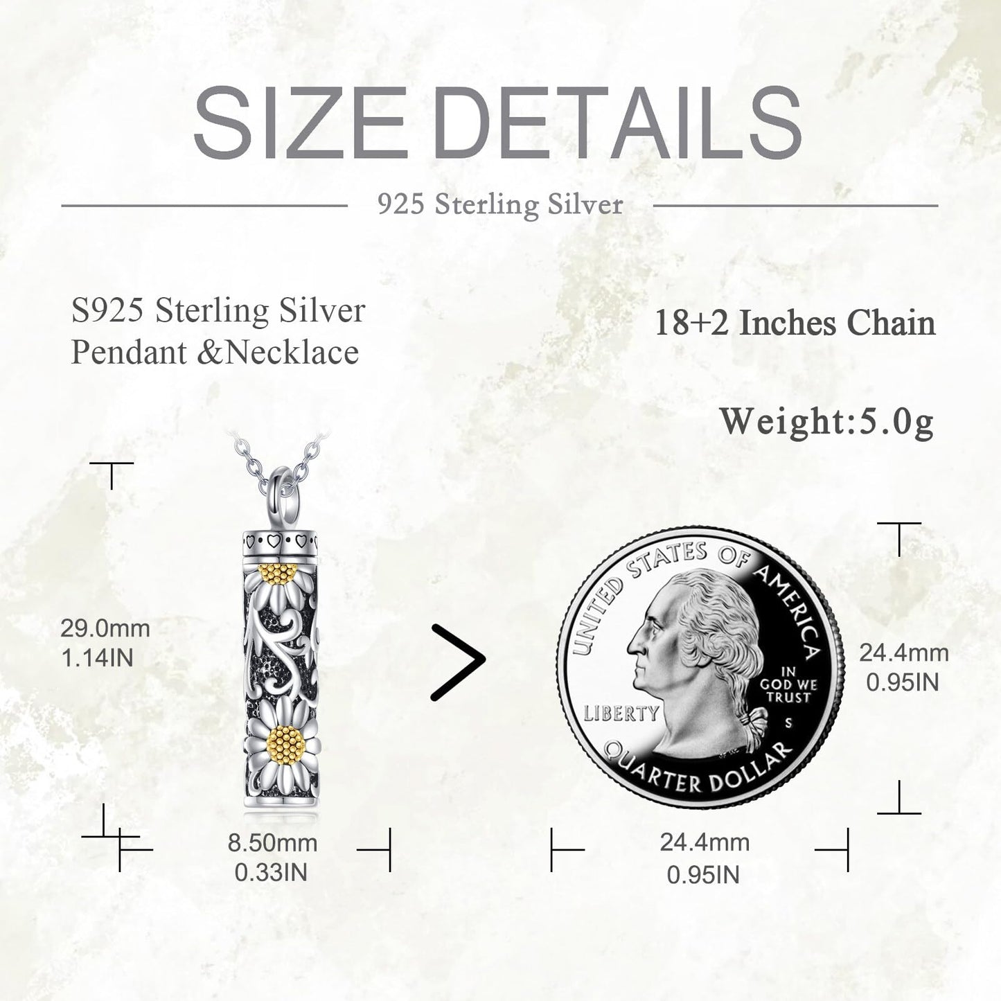 POPLYKE Daisy Filigree Urn Necklace for Ashes for Women Sterling Silver Cremation Necklace for Ashes Keepsake Jewelry for Human Men