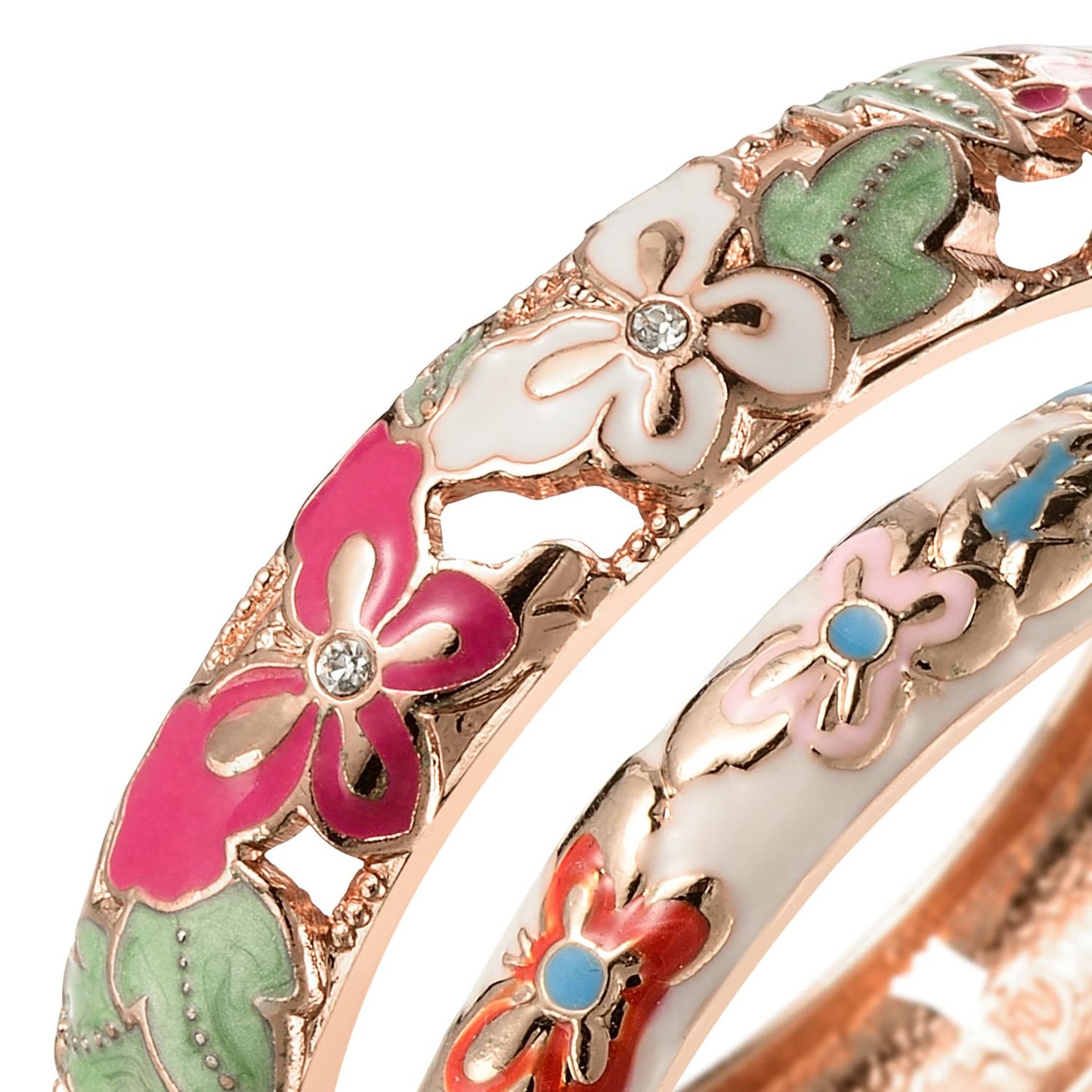 UJOY Fashion Cloisonne Bangle Jewelry Hollowed Handmade Butterfly Enamel Gifts Cuff Open Bracelet Bangles for Women Gilrs 88A09 White