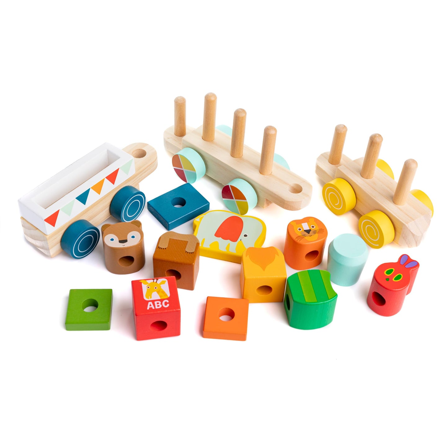 Kids Preferred World of Eric Carle The Very Hungry Caterpillar Wooden Train Set, 12 Pieces