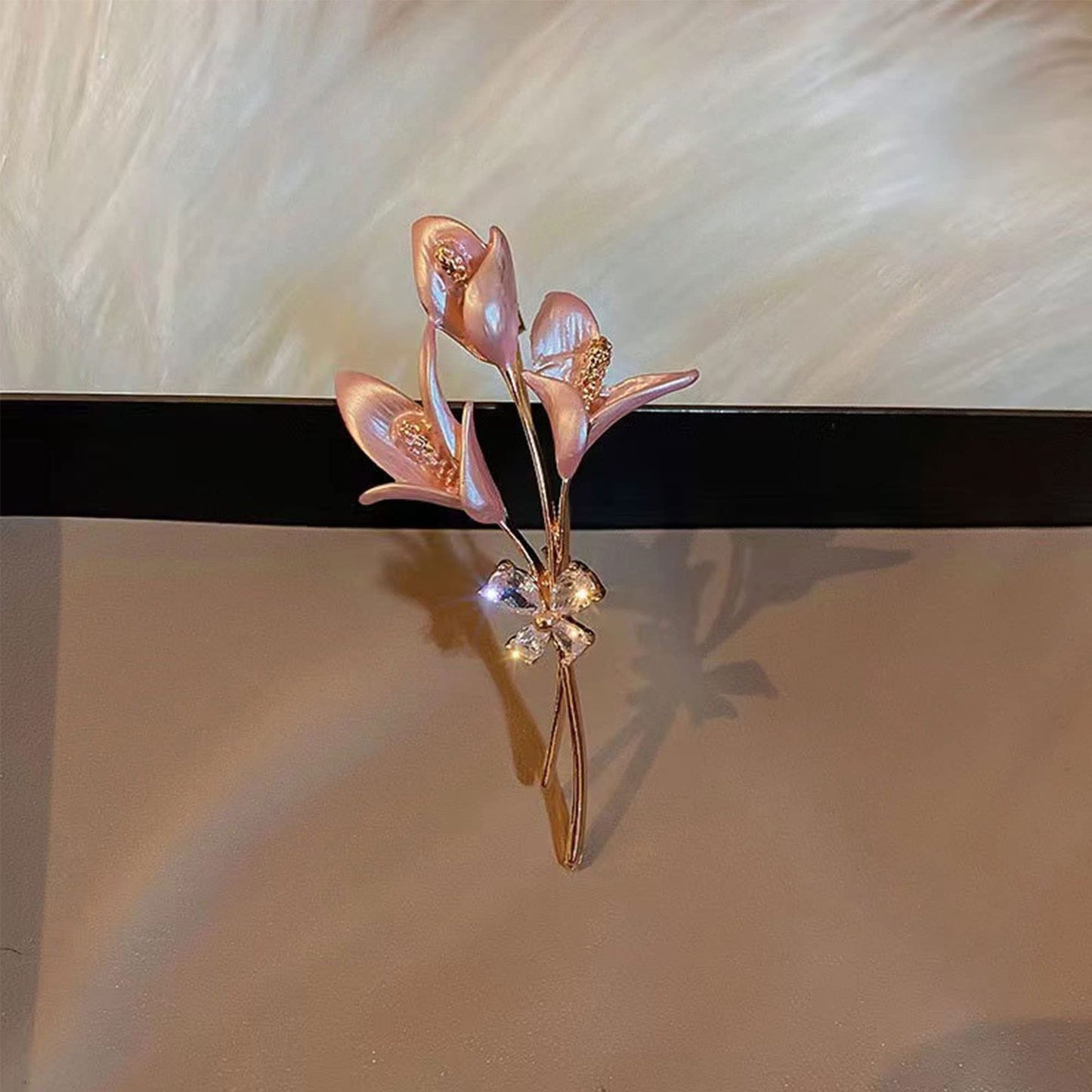 Seakuur Floral Elegant Red Rose Shape Brooch Pin for Women Mothers Day Accessory (F)