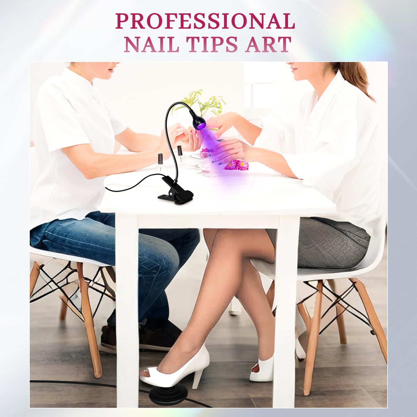krofaue Duck Nail Tips - U V LED Nail Lamp with Gooseneck and Clamp Manicure Salon DIY at Home Black